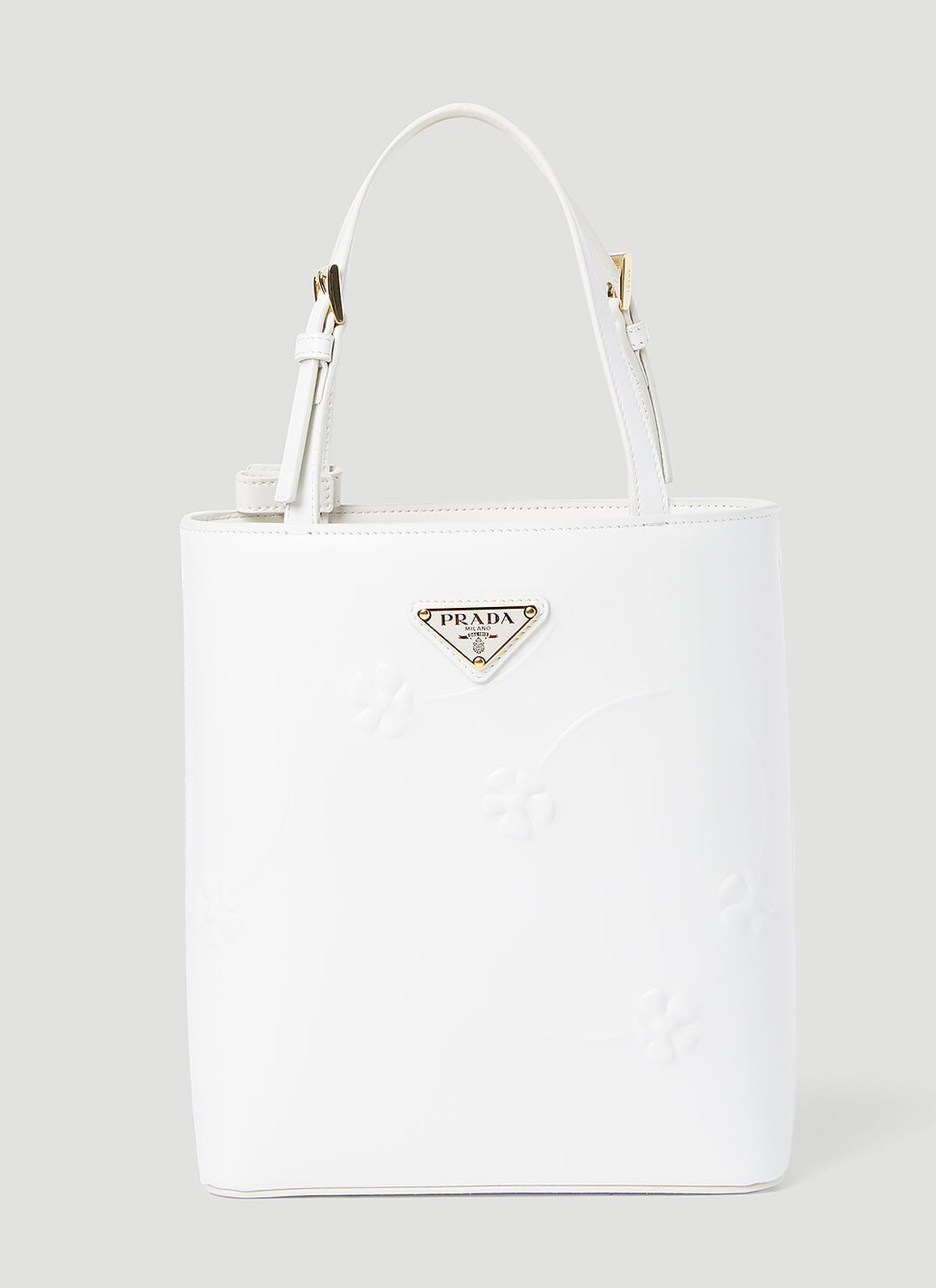 Prada Flower Embossed Mini Tote Bag - Woman Handbags White One Size
