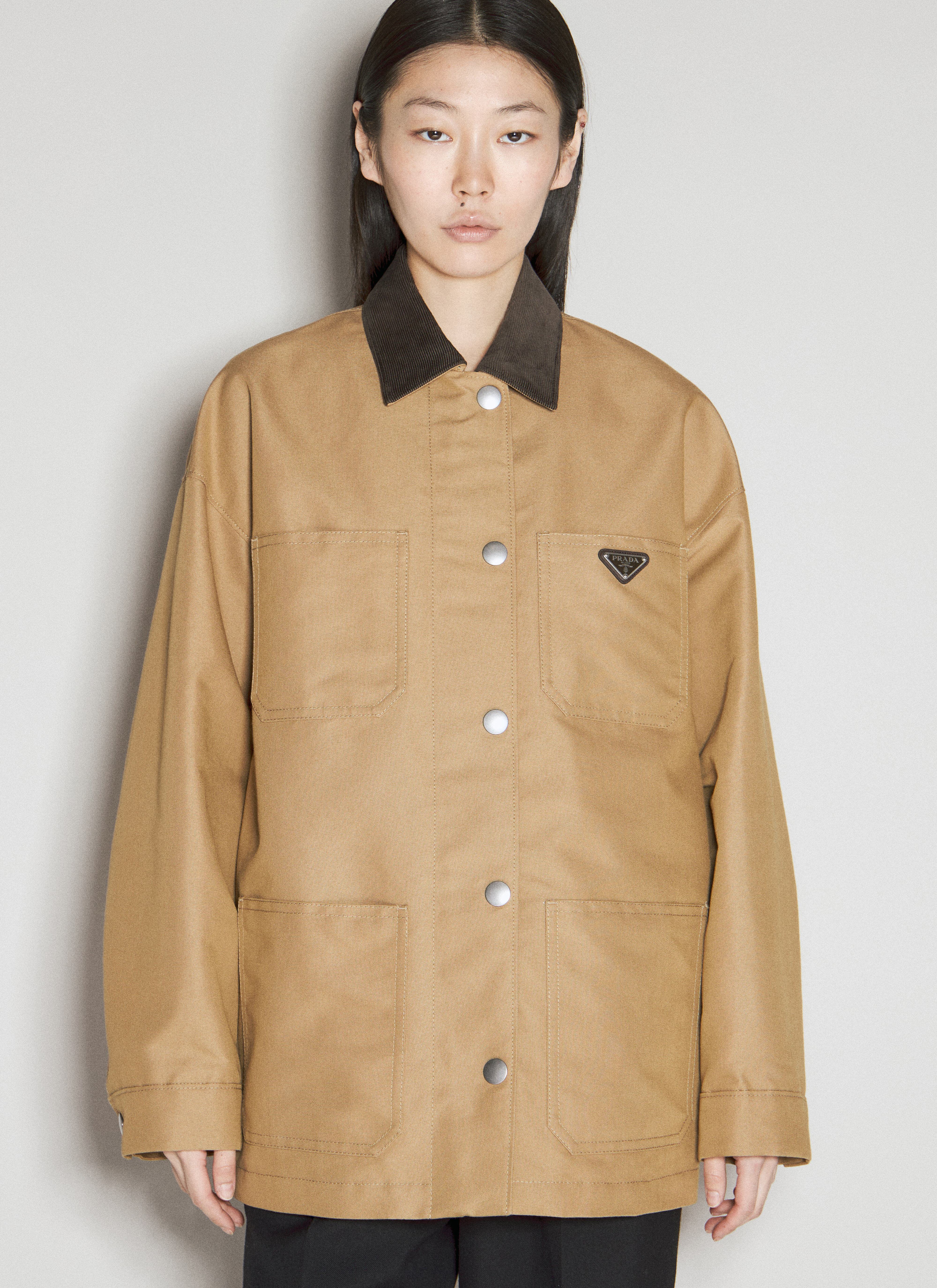 Prada Women s Technical Canvas Blouson Jacket In Beige ModeSens