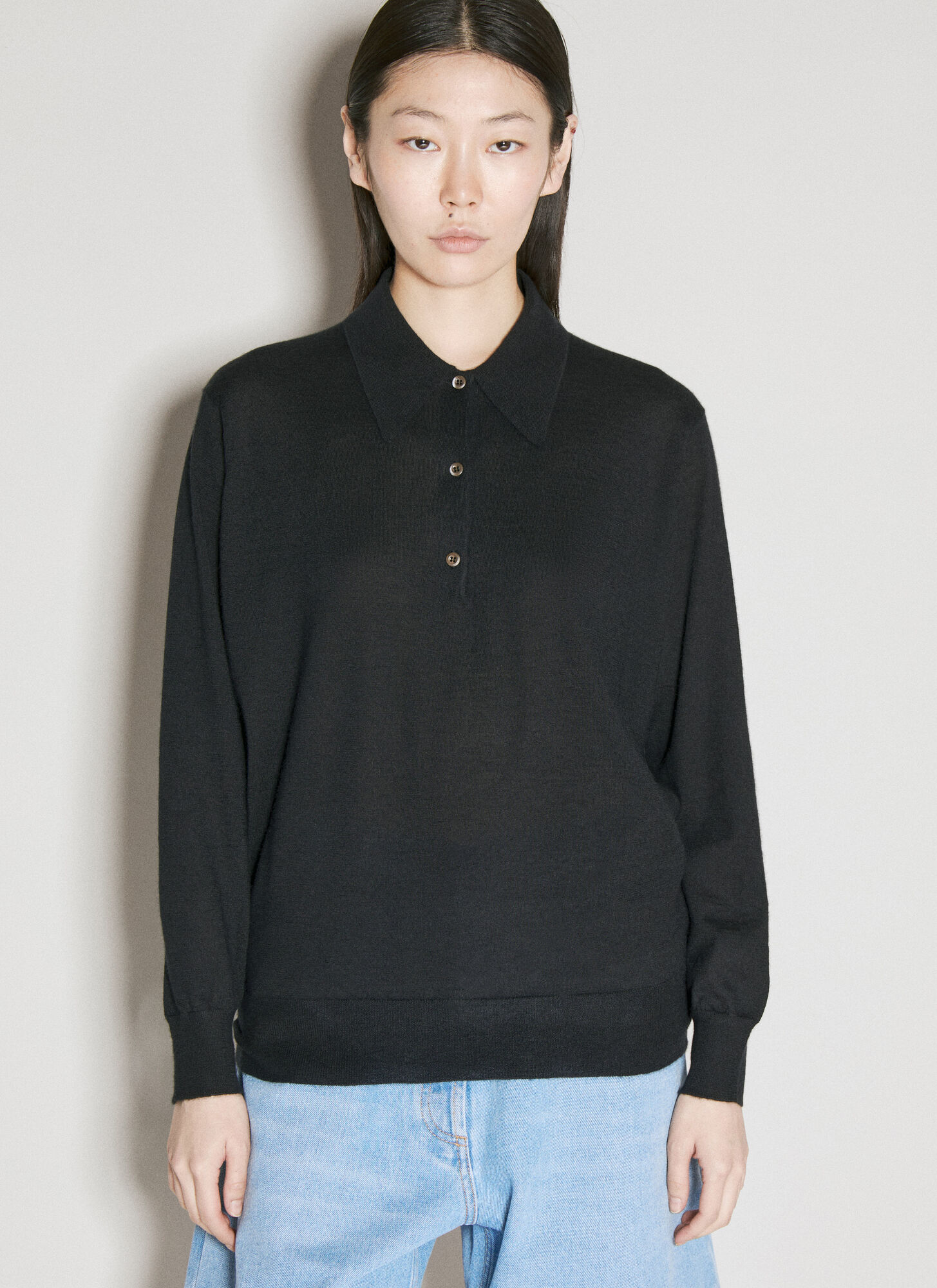 Shop Prada Cashmere Polo Sweater In Black