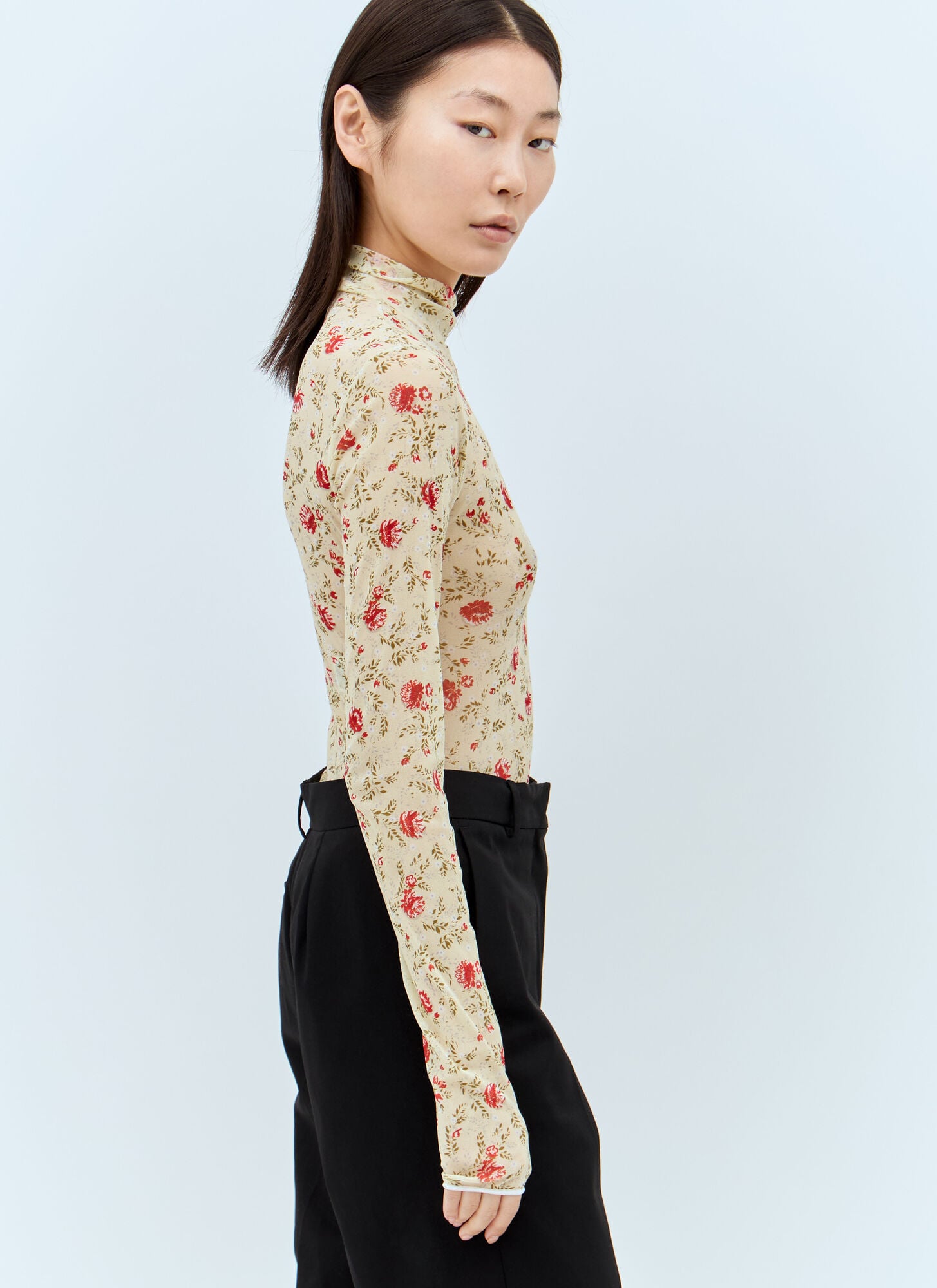  Prada Prada Printed Stretch Tulle Bodysuit - Frau Tops Cream It - 40 