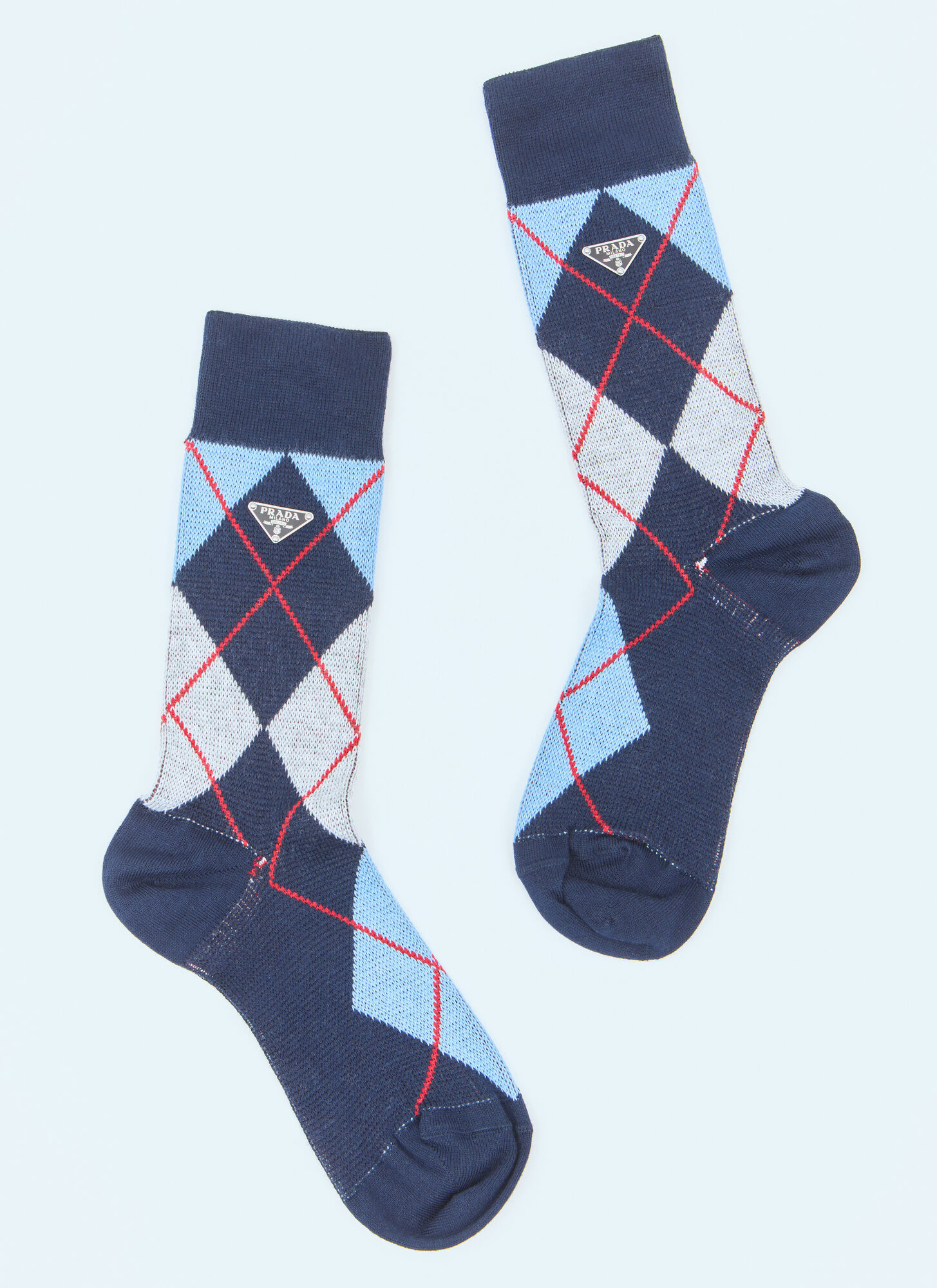 Prada Prada Argyle Socks - Woman Socks Blue It - 1　プラダ アーガイル ソックス - 女性用ソックス ブルー イット - 1