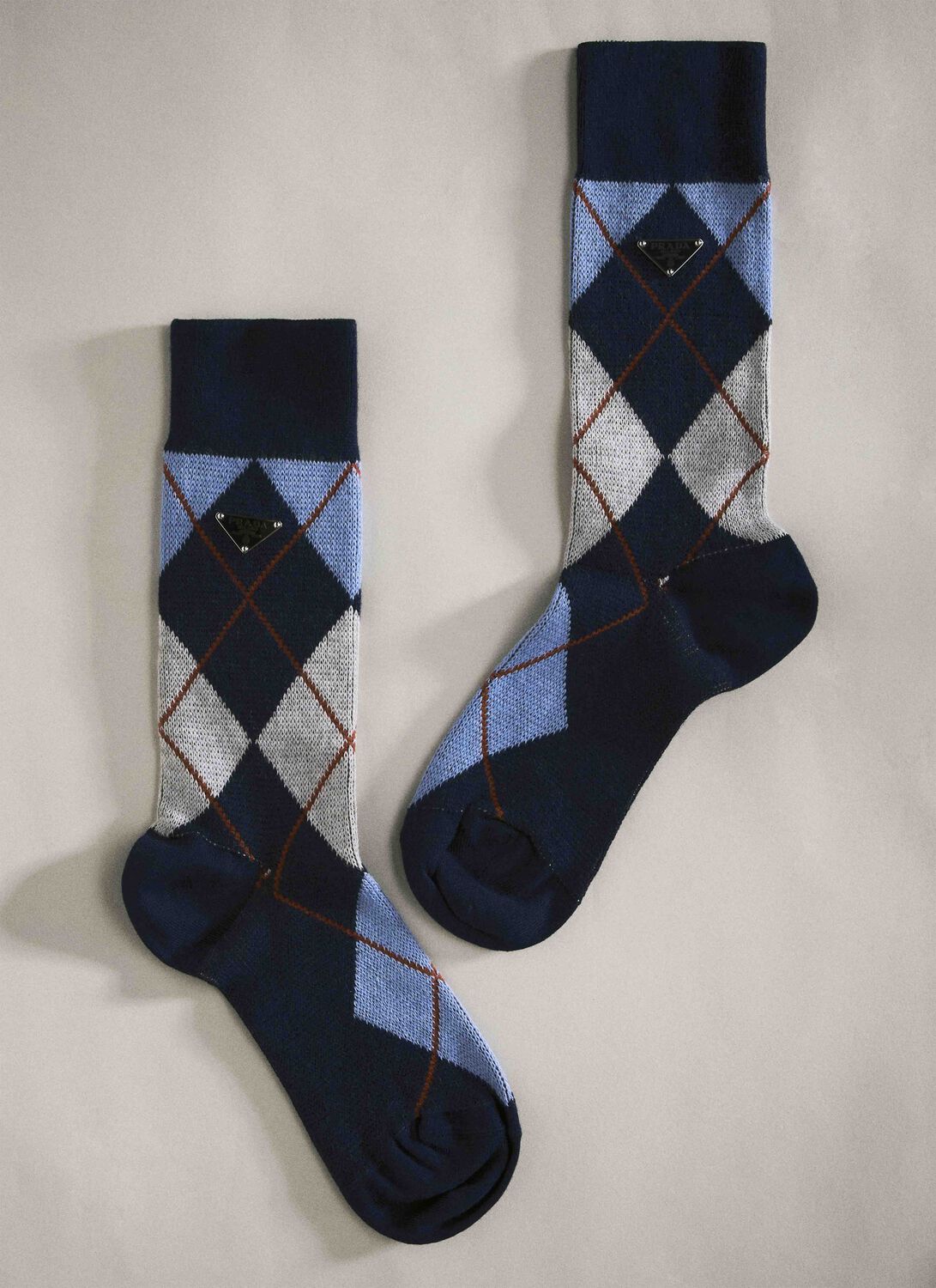 Prada Argyle Cotton-blend Jacquard Socks In Blue
