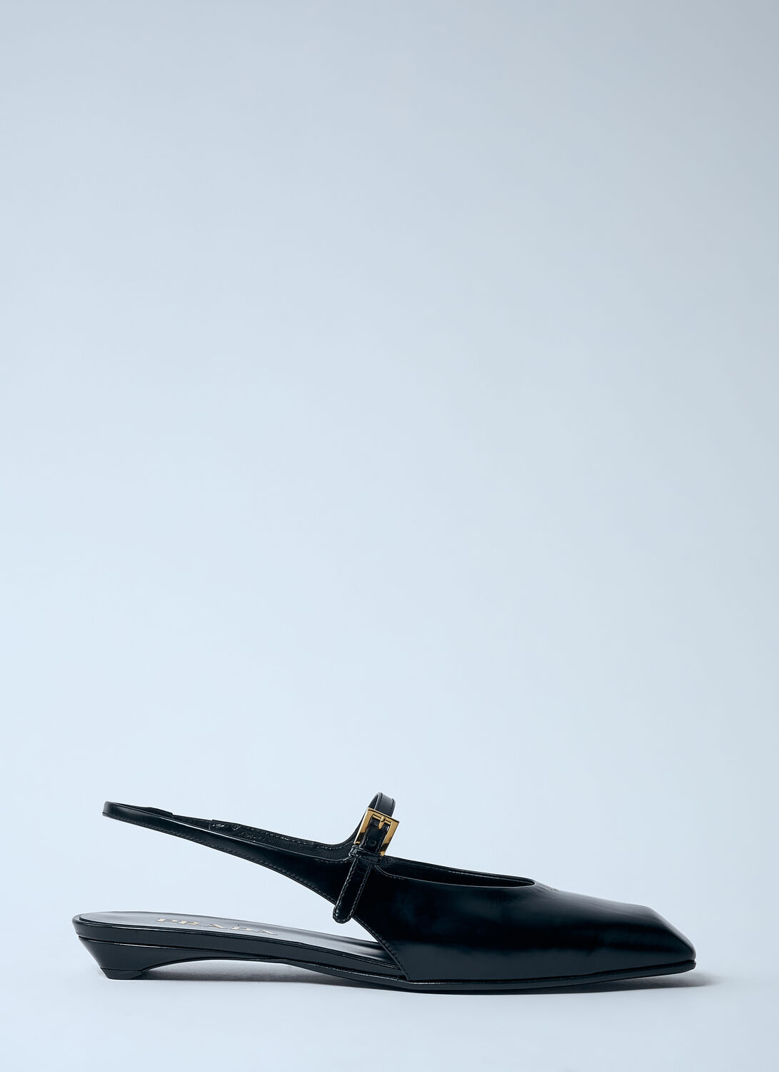 Prada Mary Jane Patent Pointy-toe Slingback Ballerina Flat In Black