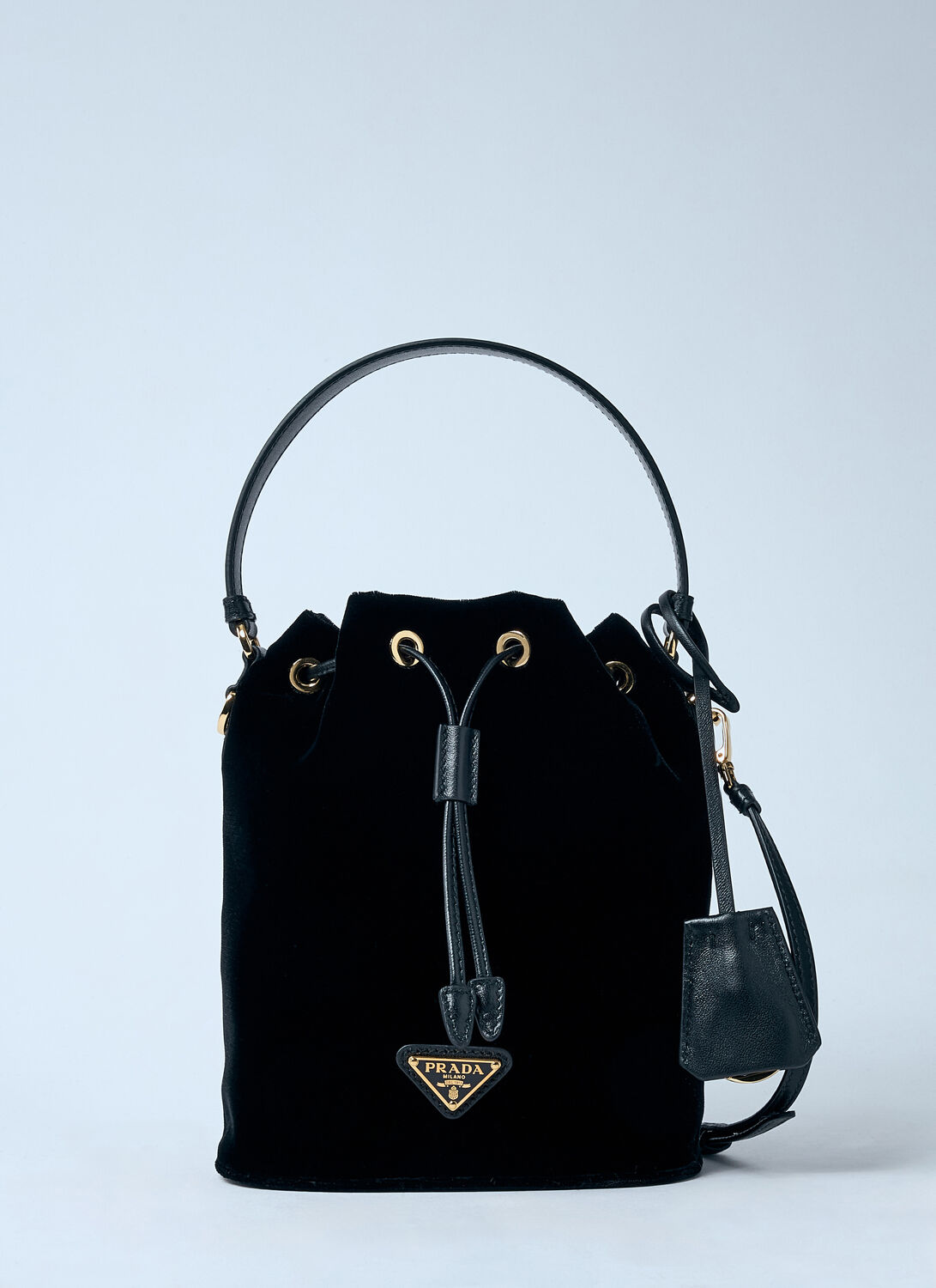 Prada Velvet Mini Bucket Bag - Woman Shoulder Bags Black One Size