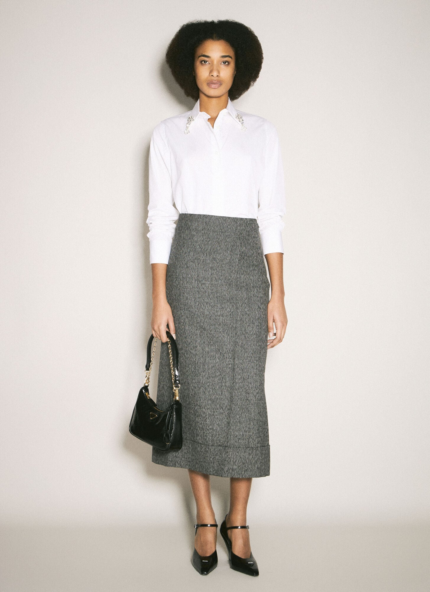  Prada Prada Embroidered Poplin Shirt - Frau Hemden White It - 38 