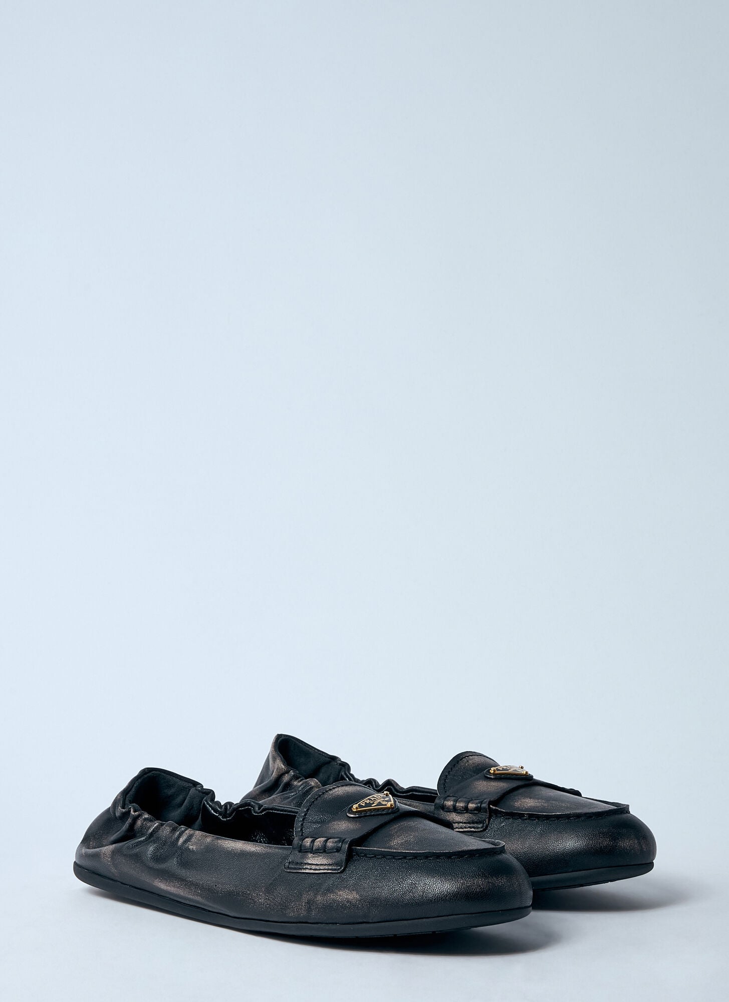  Prada Prada Logo Plaque Loafters - Frau Flats Black Eu - 37 