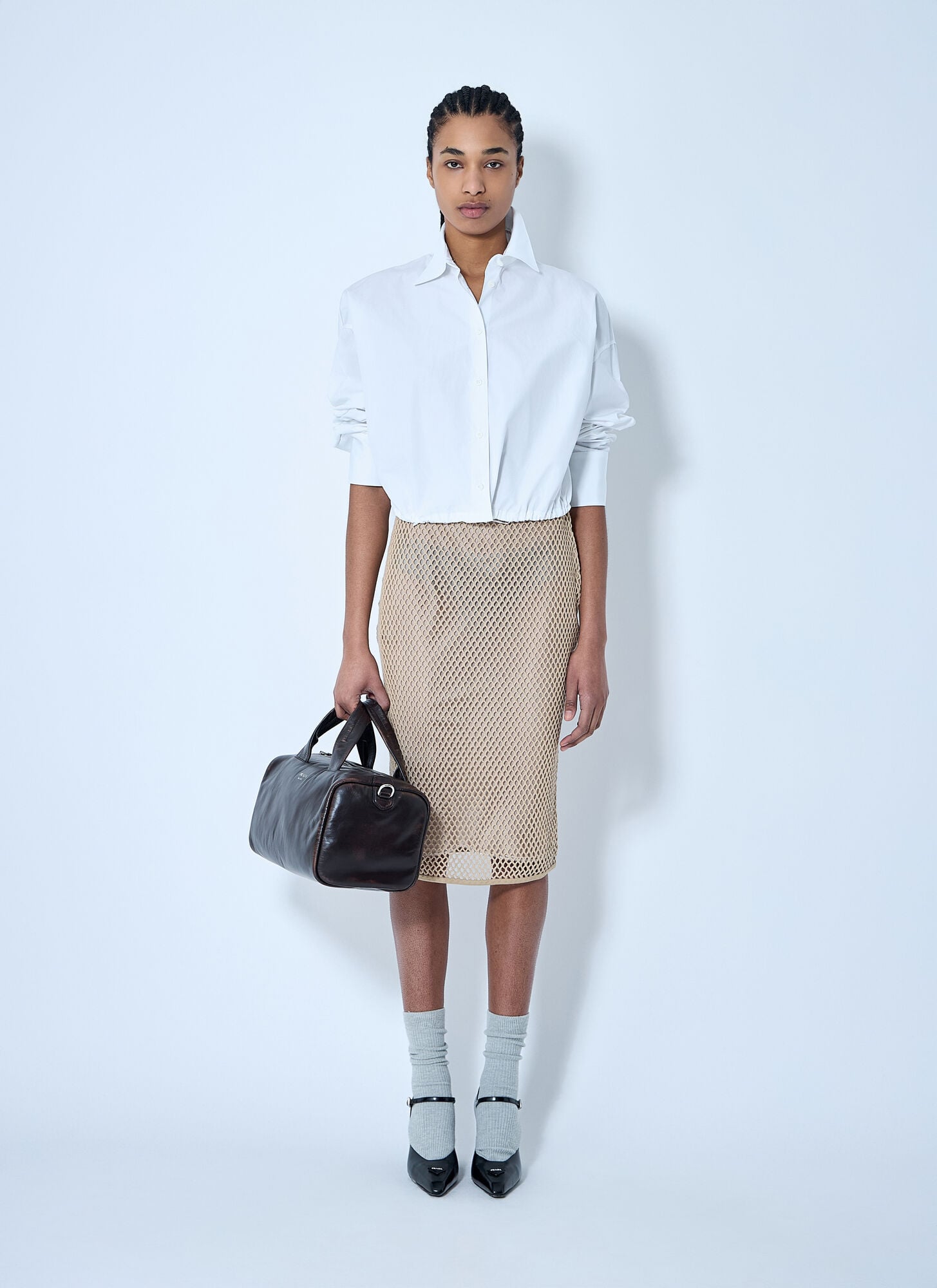  Prada Prada Crochet Midi Skirt - Frau Röcke Beige It - 38 