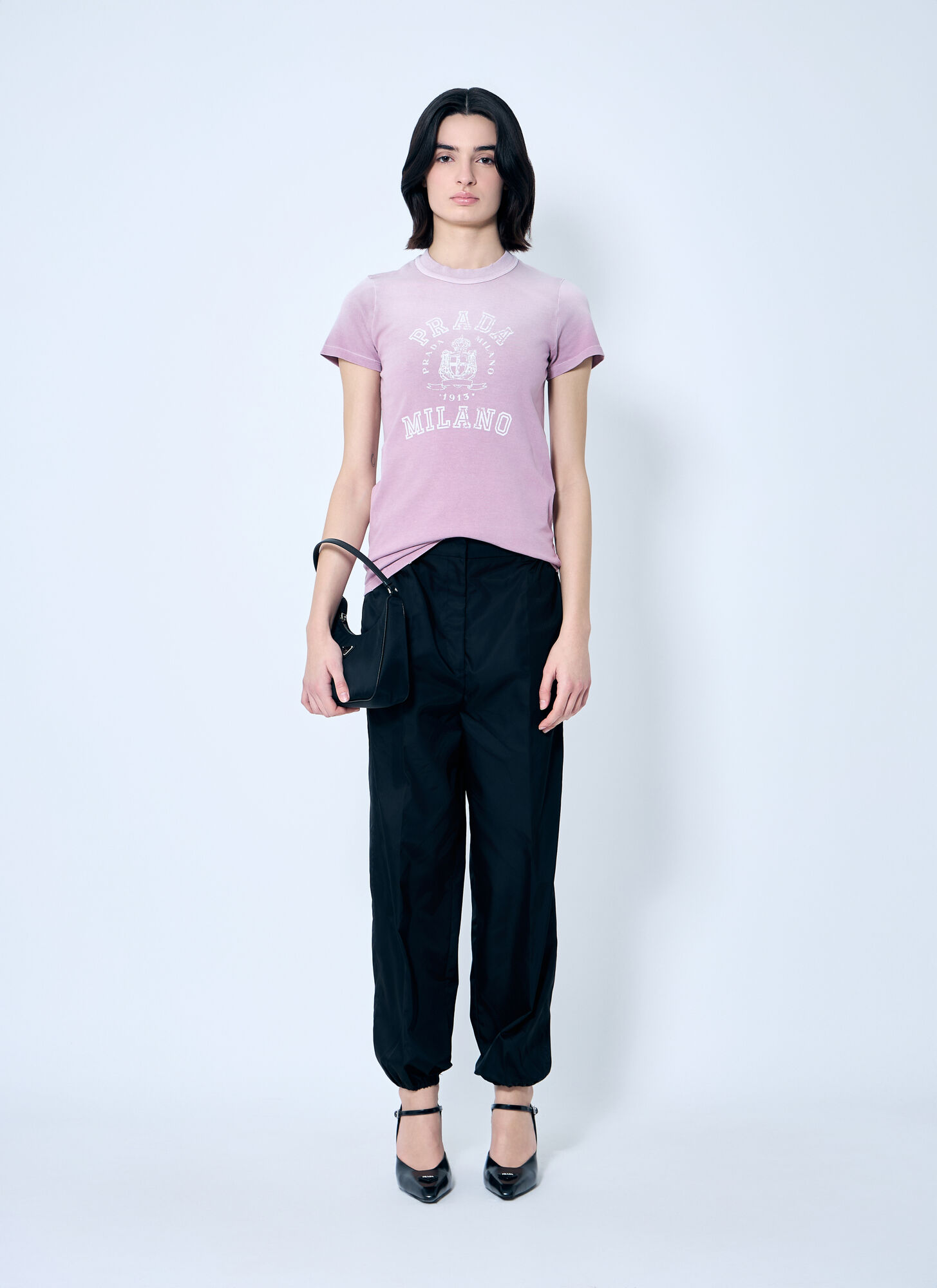  Prada Prada Logo Print T-shirt - Frau T-shirts Purple S 