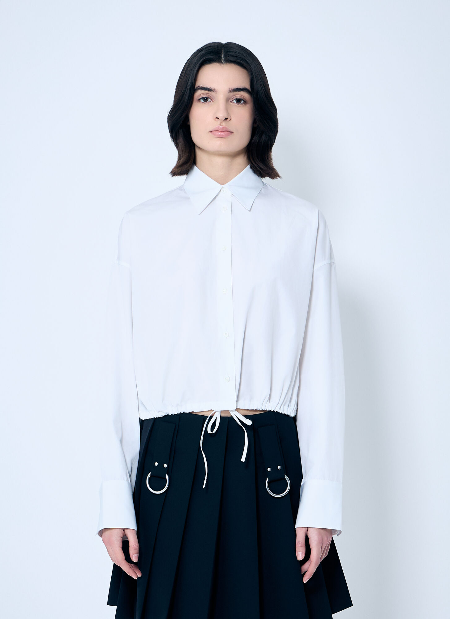 Prada Drawstring Hem Shirt In White