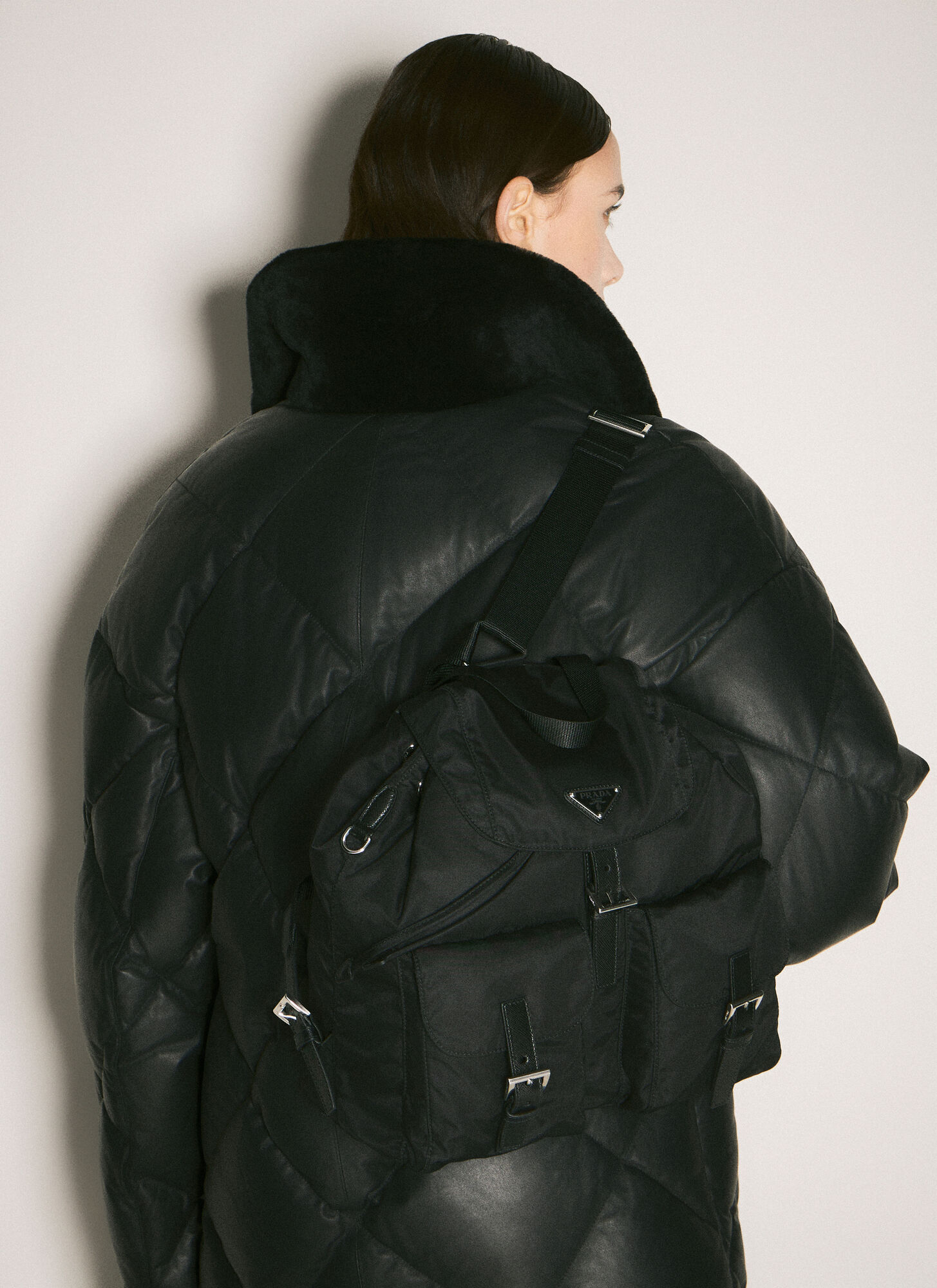 Prada Donna Nero - Re-Nylon Medium Backpack, Size: One Size