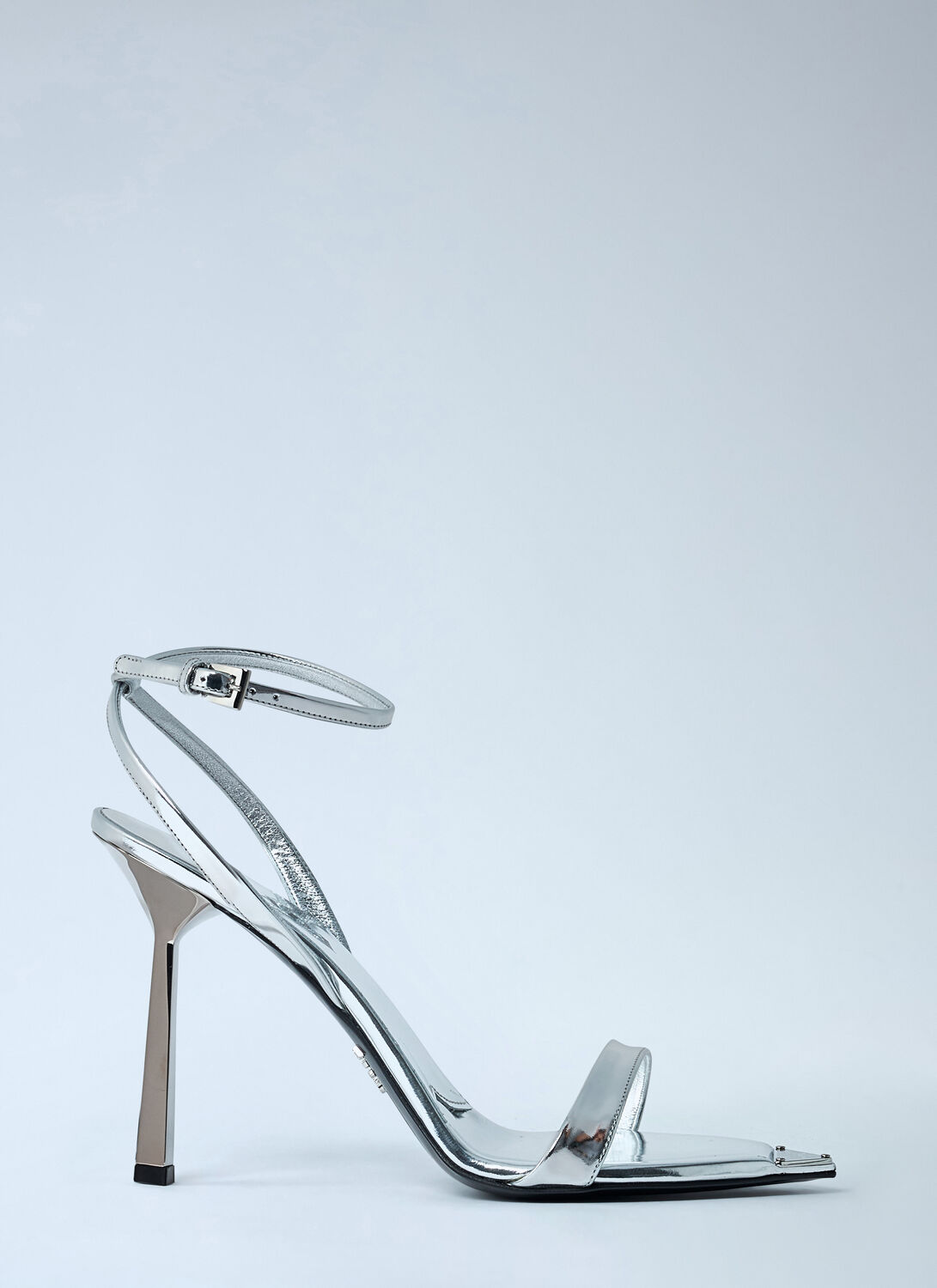 Prada Leather Heeled Sandals In Silver