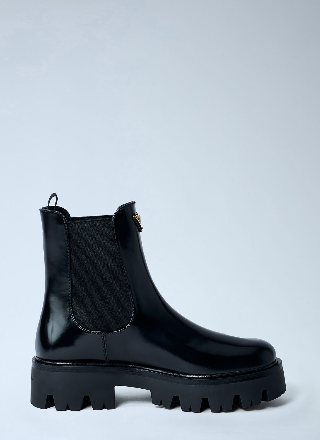 Prada 50 Leather Platform Chelsea Boots In Black