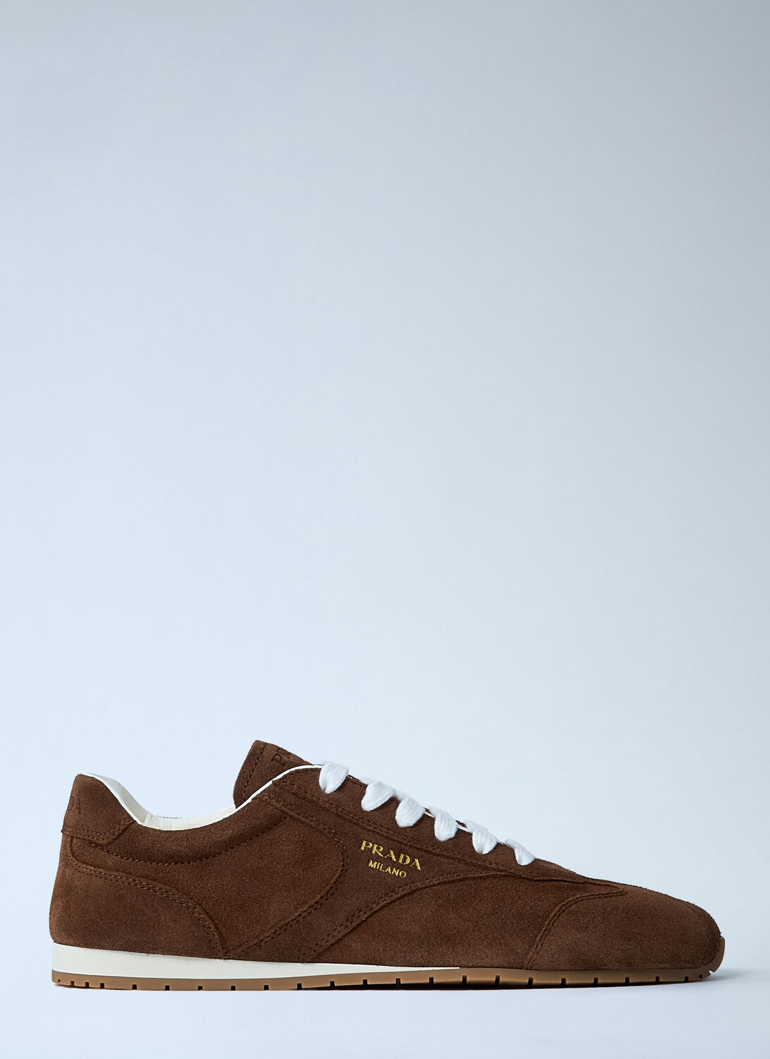Prada Suede Sneakers Rubber Sole In Brown
