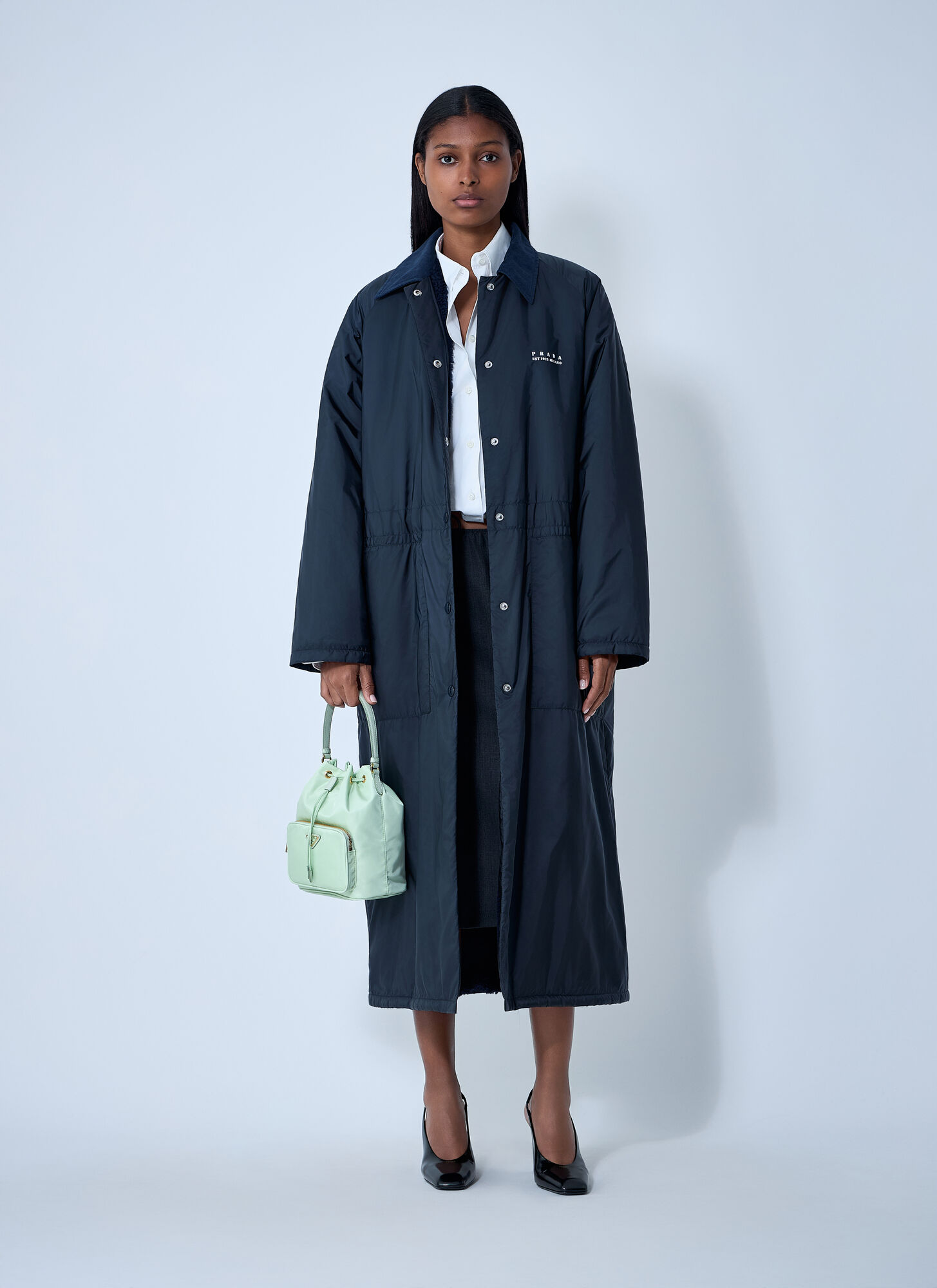  Prada Prada Logo Print Long Coat - Frau Mäntel Blue It - 38 