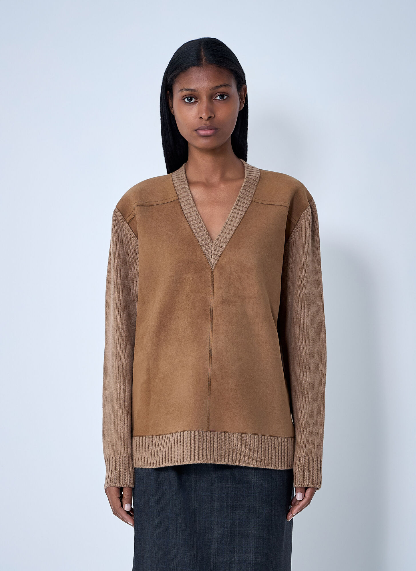 Prada Women's Brown Wool-And-Cashmere-Blend Sweater - Woman Knitwear It - 38