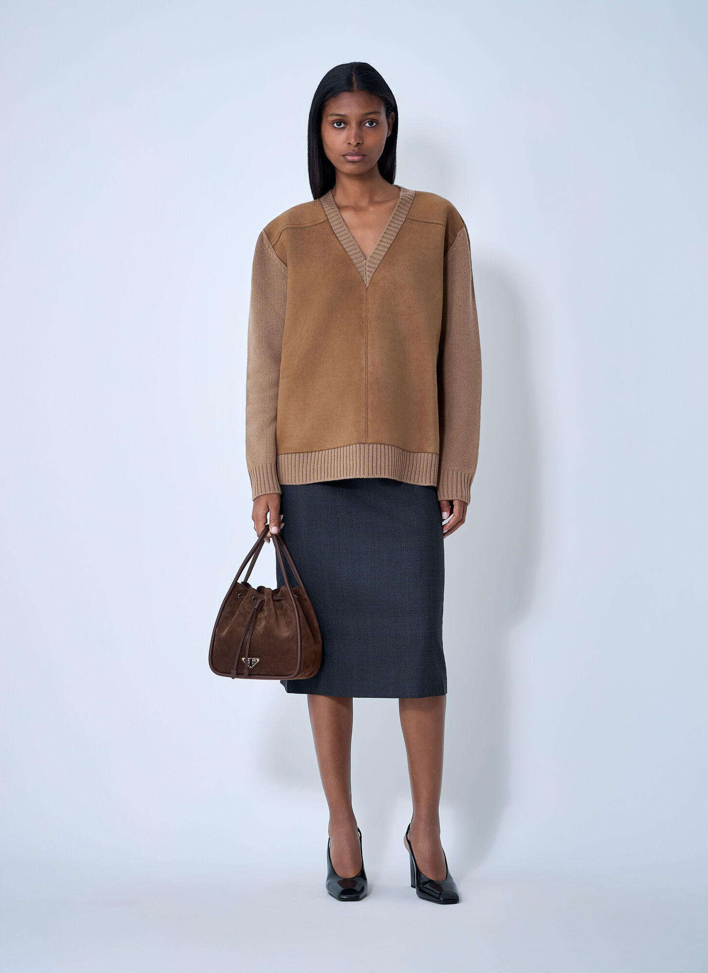  Prada Prada Wool-and-cashmere-blend Sweater - Frau Strick Brown It - 38 