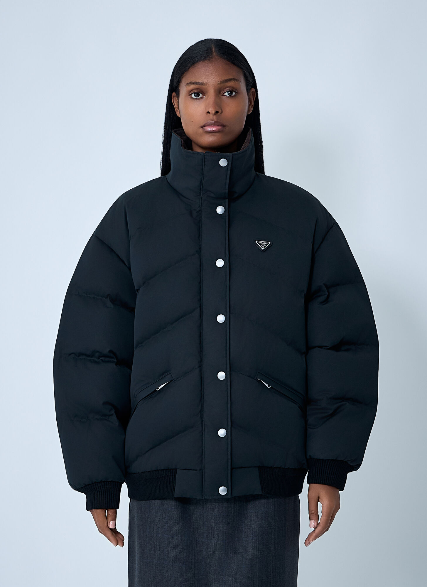 Prada Re-nylon Coat In Blue