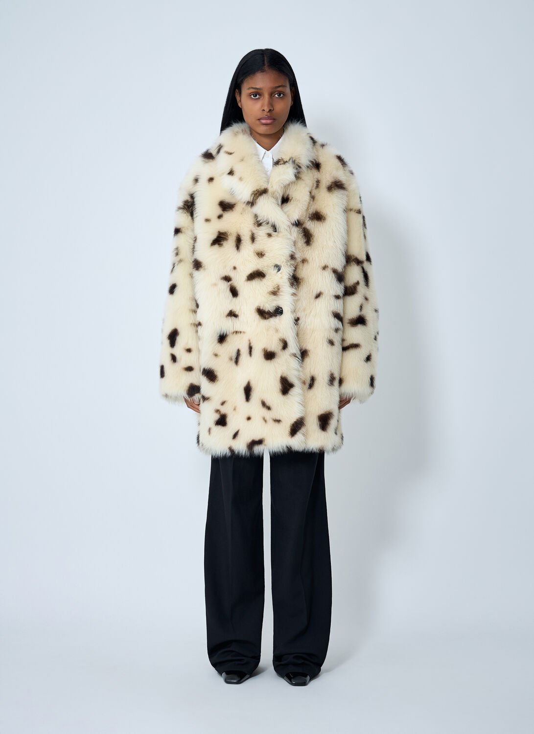 Prada Shearling Coat In Multi