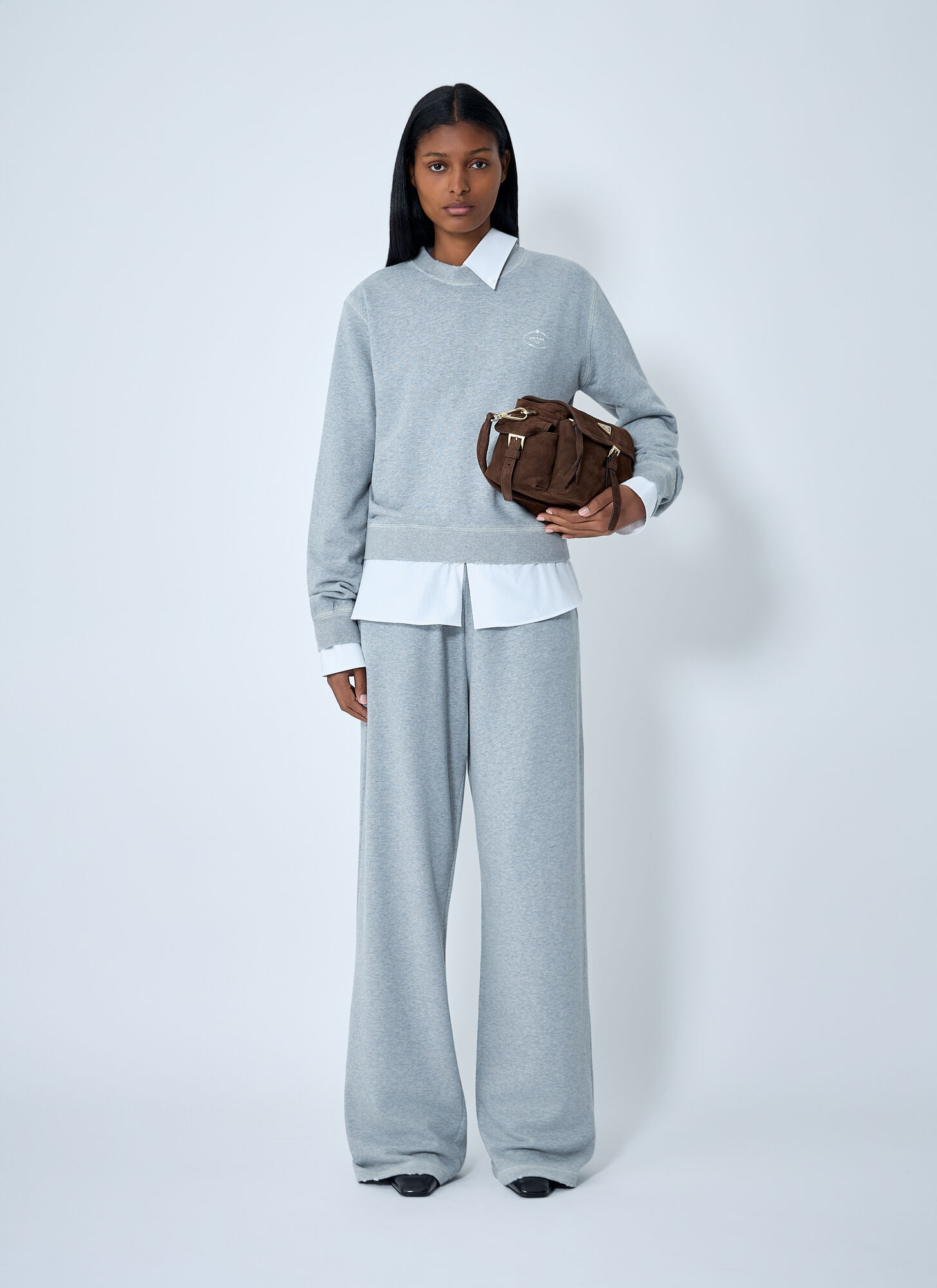  Prada Prada Cotton Sweatshirt - Frau Sweatshirts Grey Xs 
