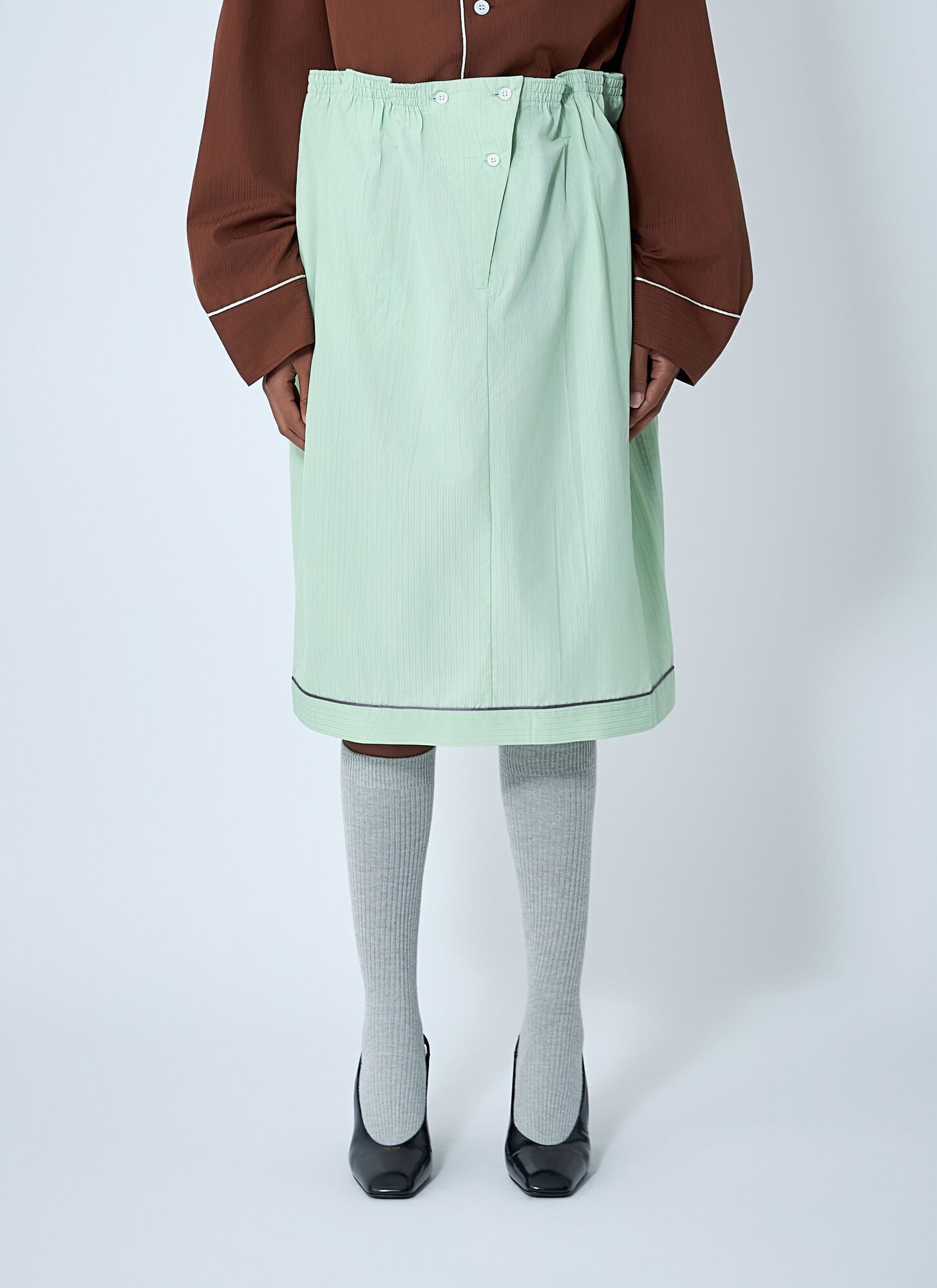 Prada Cotton Midi Skirt In Blue