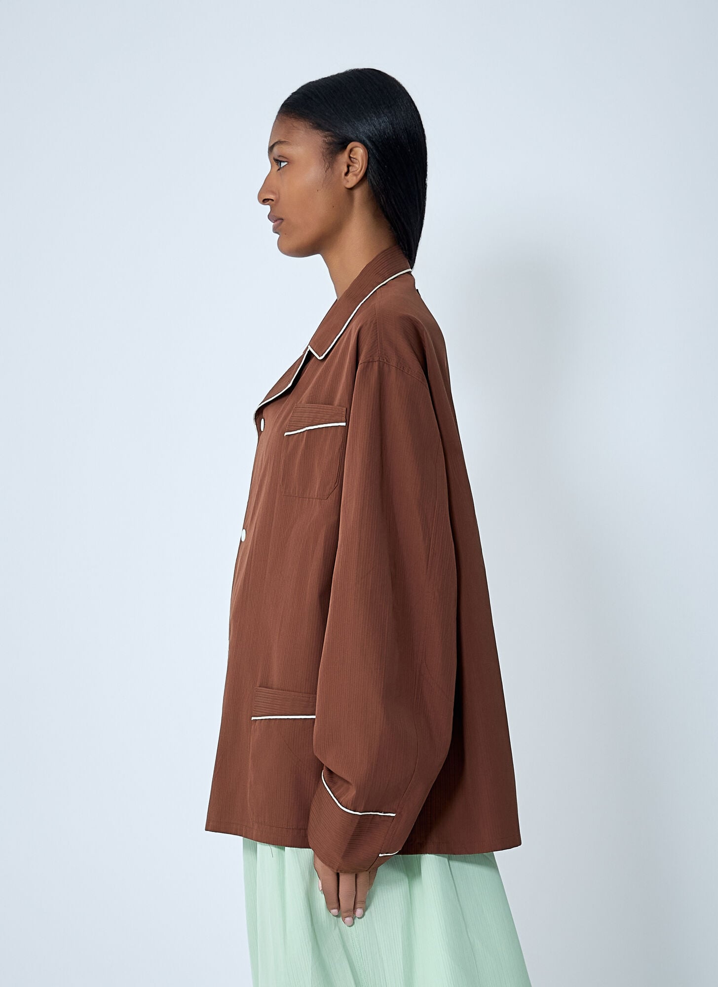  Prada Prada Cotton Shirt With Contrast Trim - Frau Hemden Brown It - 40 