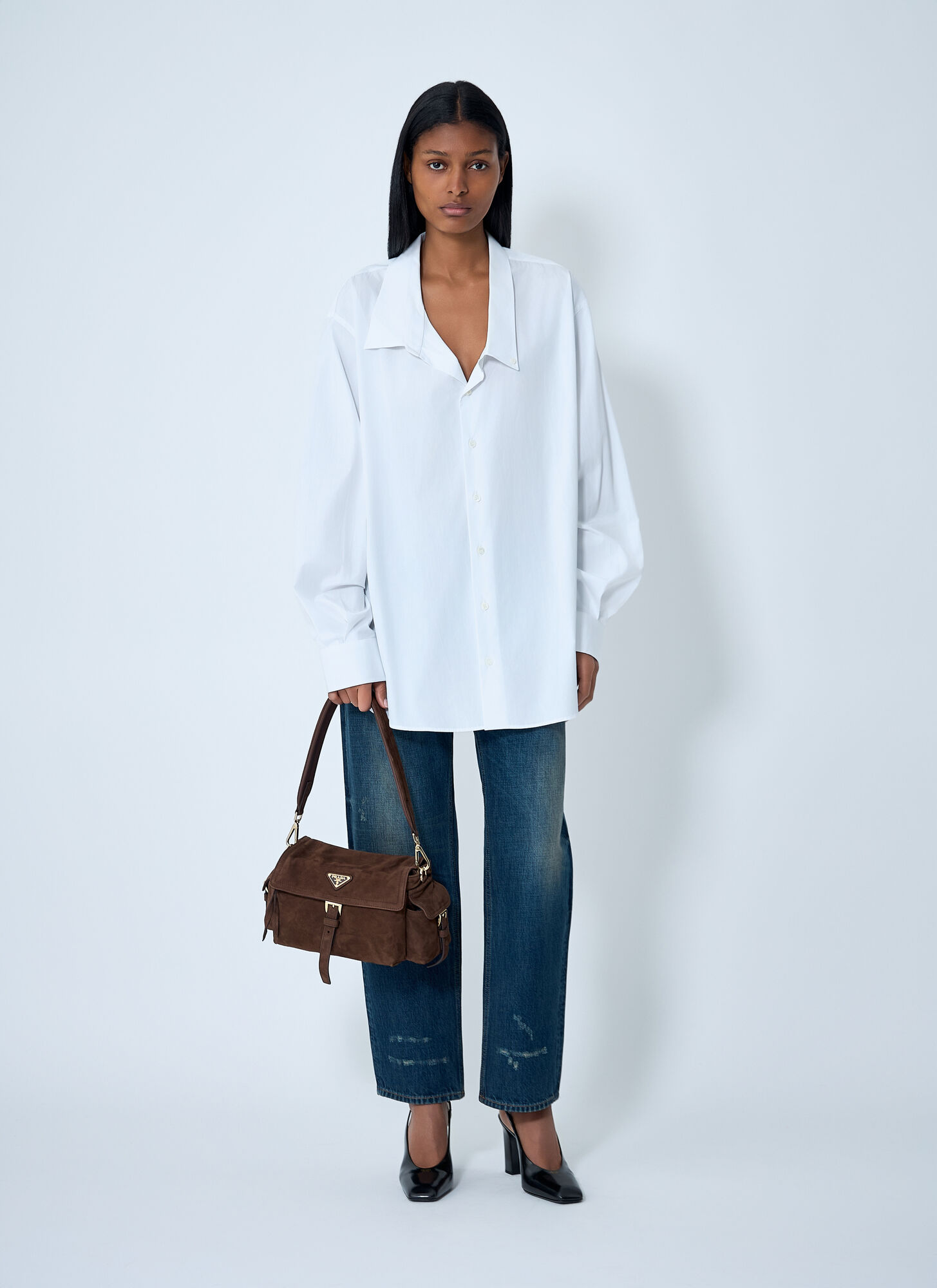  Prada Prada Poplin Shirt - Frau Hemden White It - 40 
