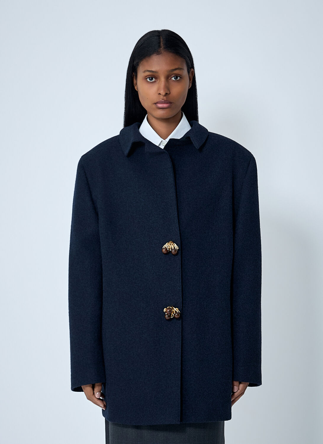 Prada Wool Shetland Blazer In Blue