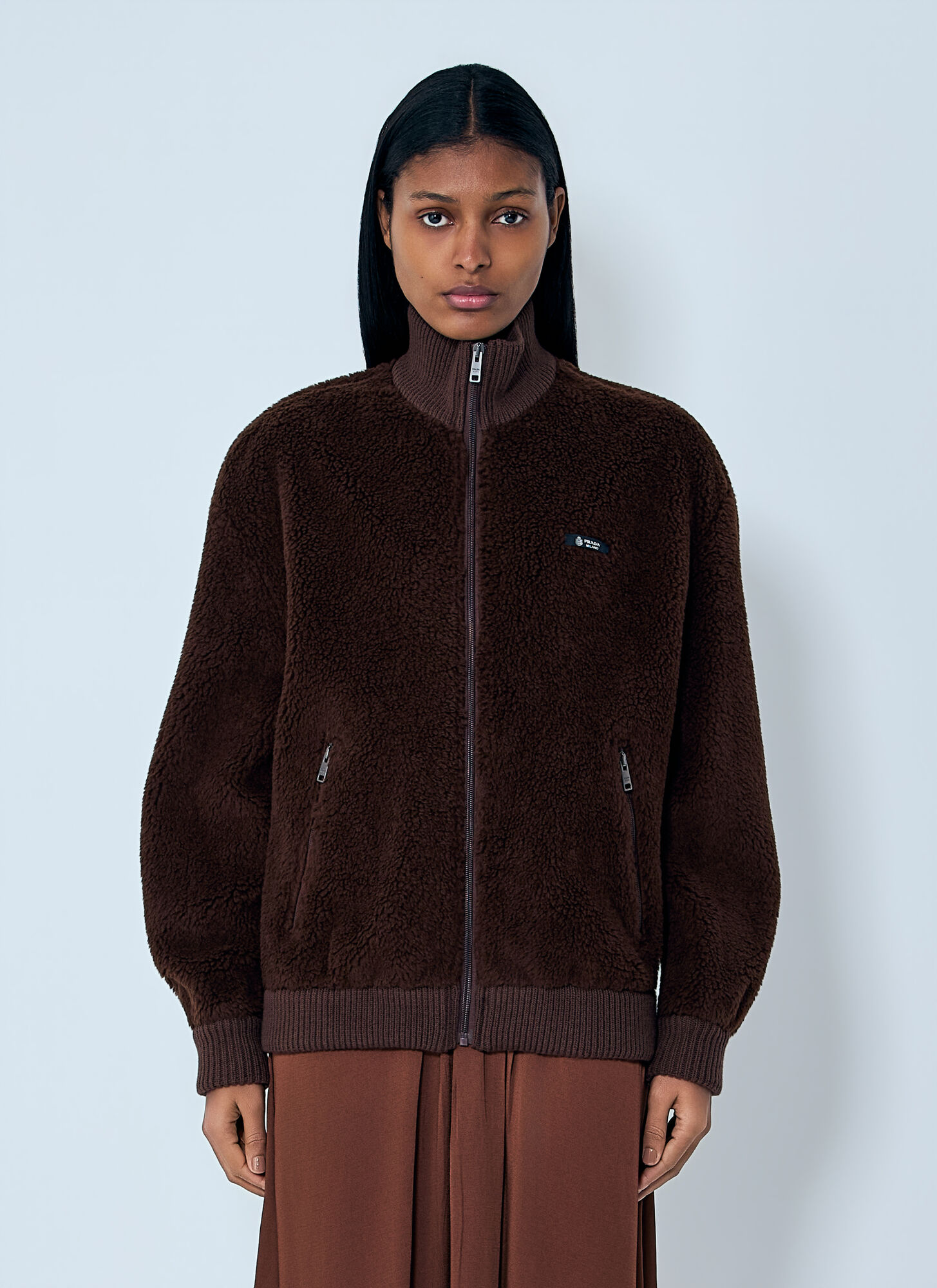 Prada Women's Brown Fleece Jacket - Woman Jackets S