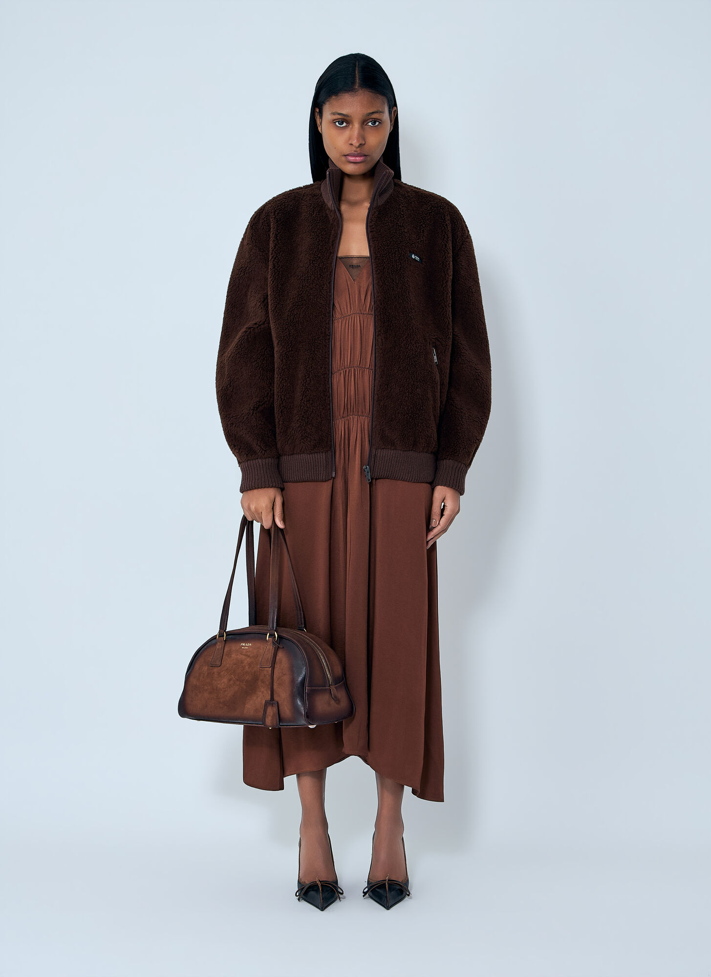  Prada Prada Fleece Jacket - Frau Jacken Brown Xs 