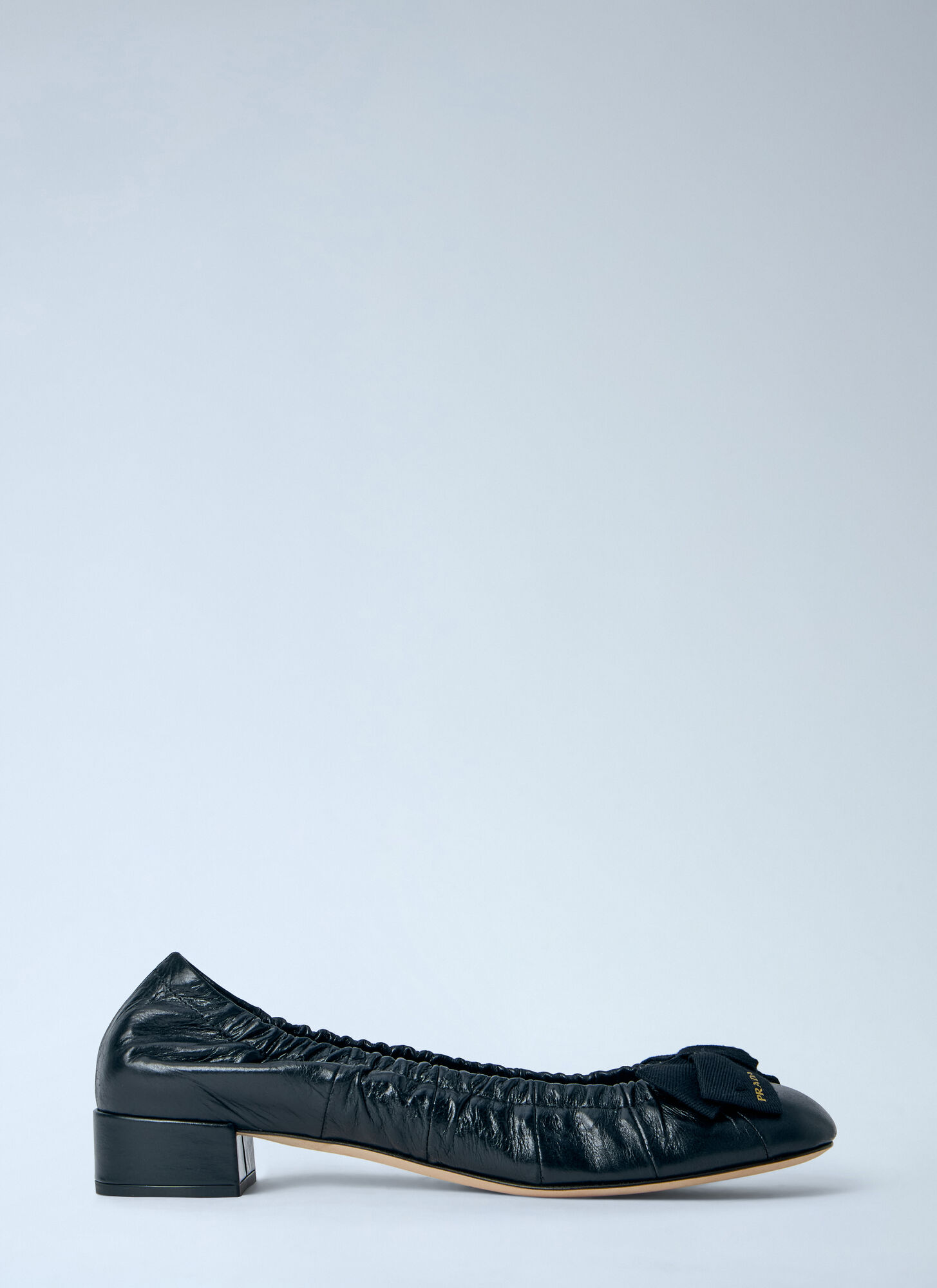 Prada Women's Black Leather Bow Detail Ballet Flats - Woman Flats Eu - 39
