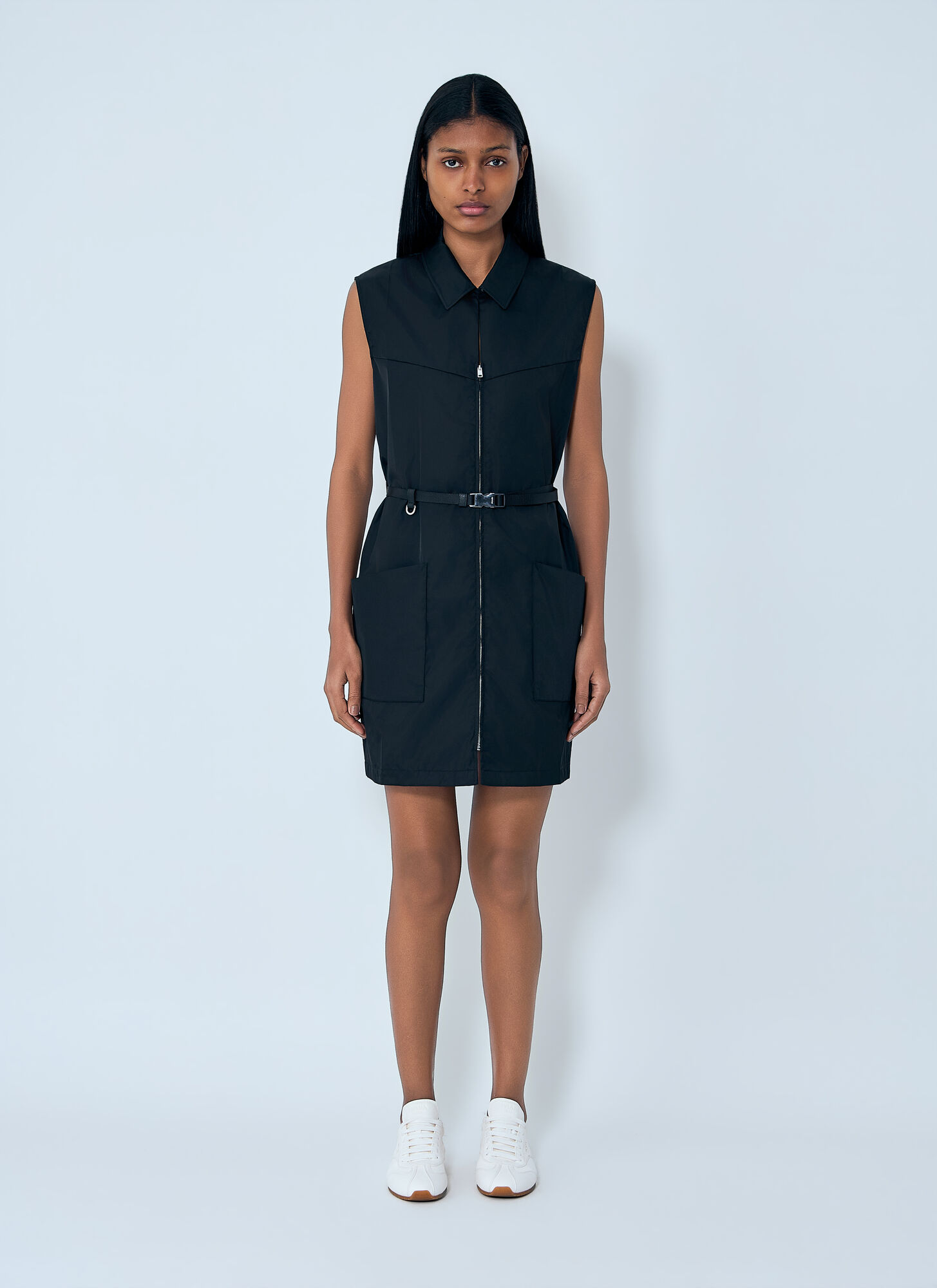 Prada Women's Black Re-Nylon Belted Mini Dress - Woman Dresses It - 38