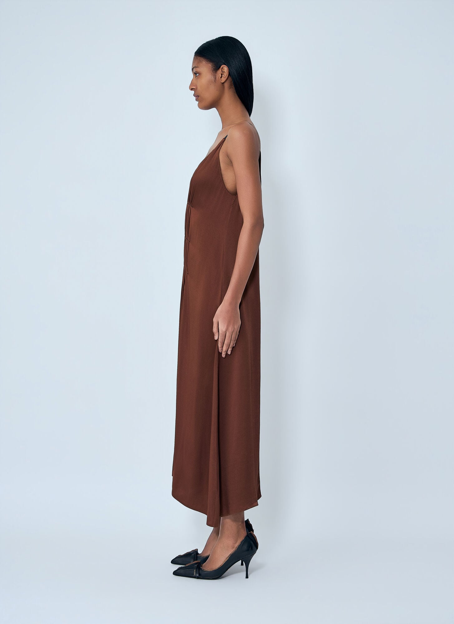  Prada Prada Crepe Satin Midi Dress - Frau Kleider Brown It - 40 
