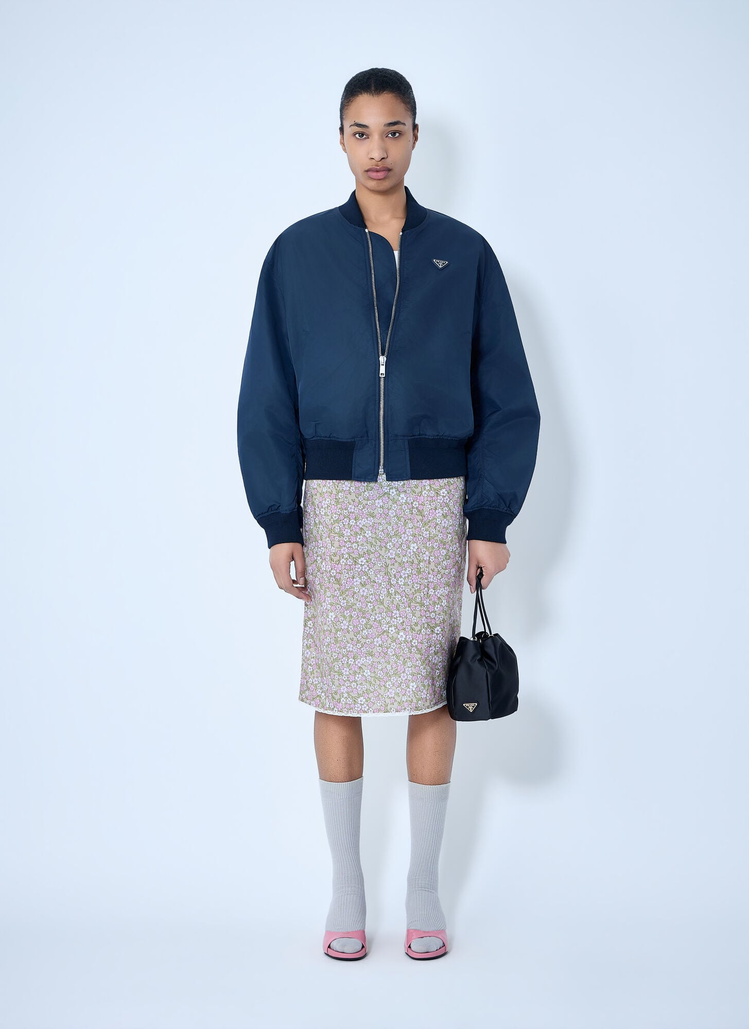  Prada Prada Re-nylon Floral Midi Skirt - Frau Röcke Grey It - 38 