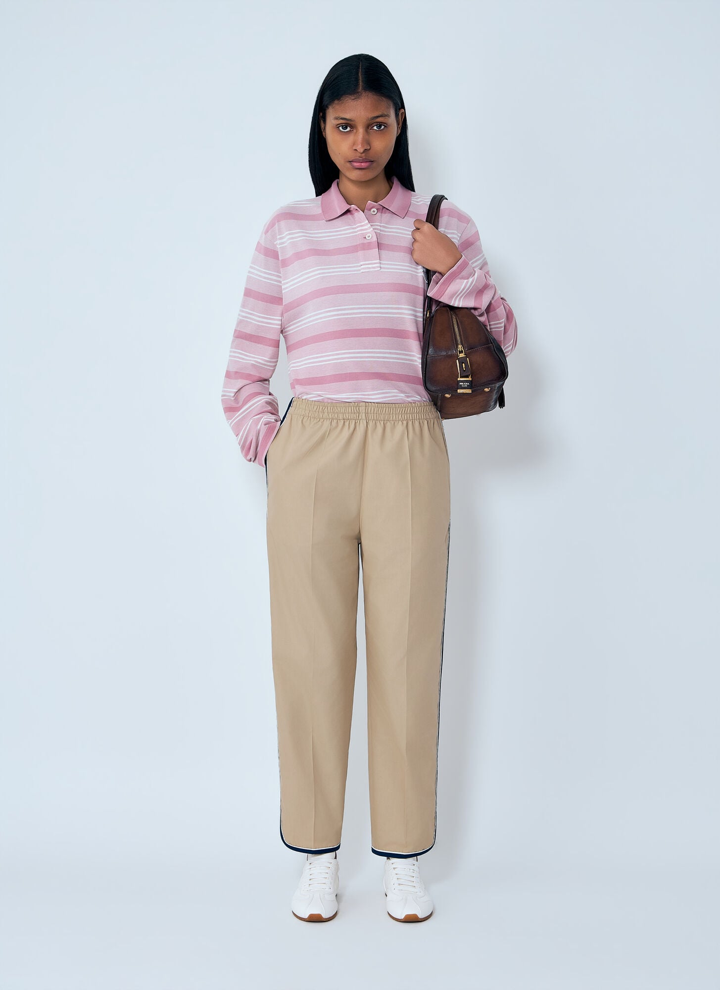  Prada Prada Striped Piqué Polo Shirt - Frau Tops Grey It - 38 