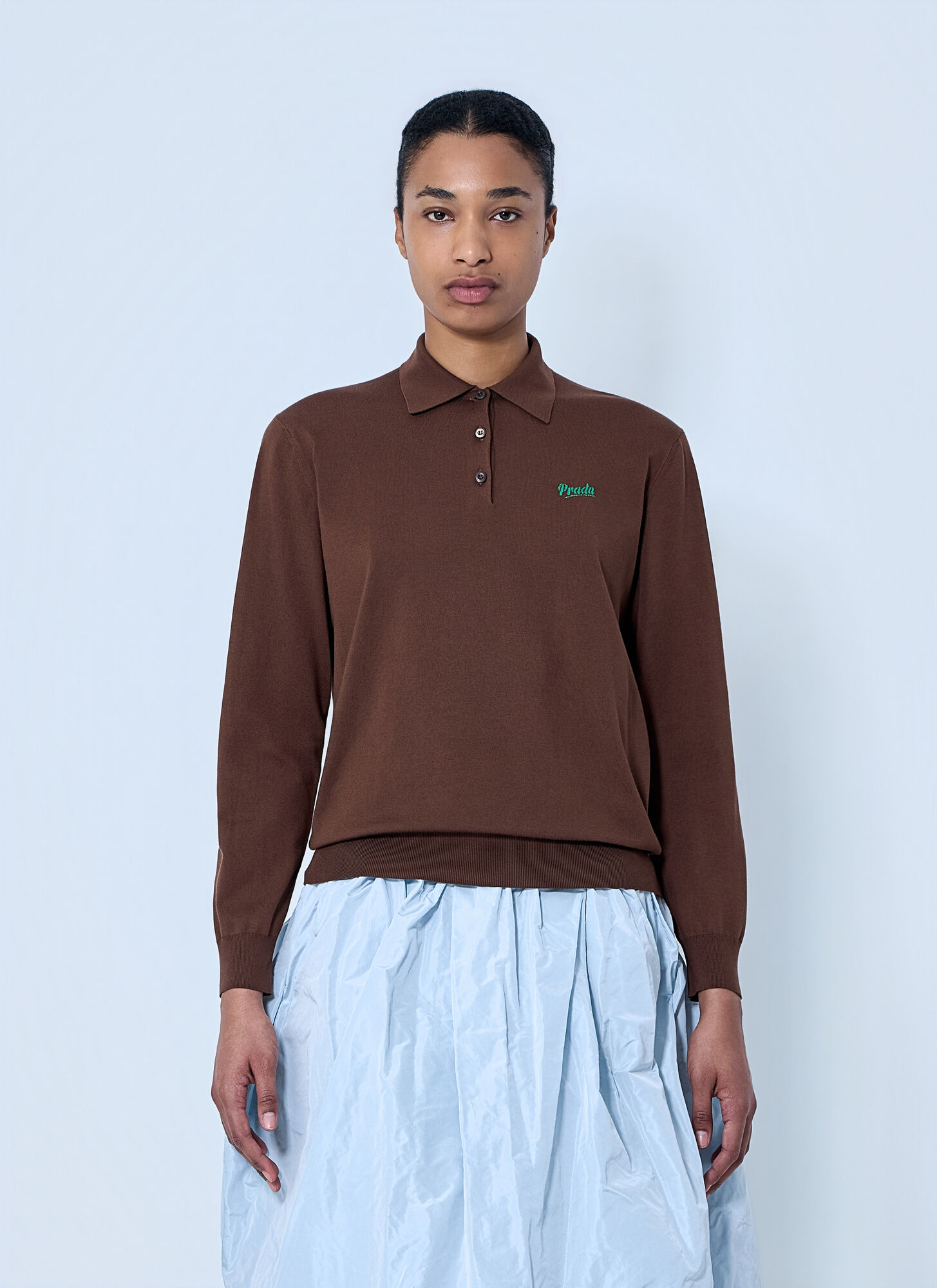 Prada Women's Brown Silk Polo Shirt - Woman Tops It - 38