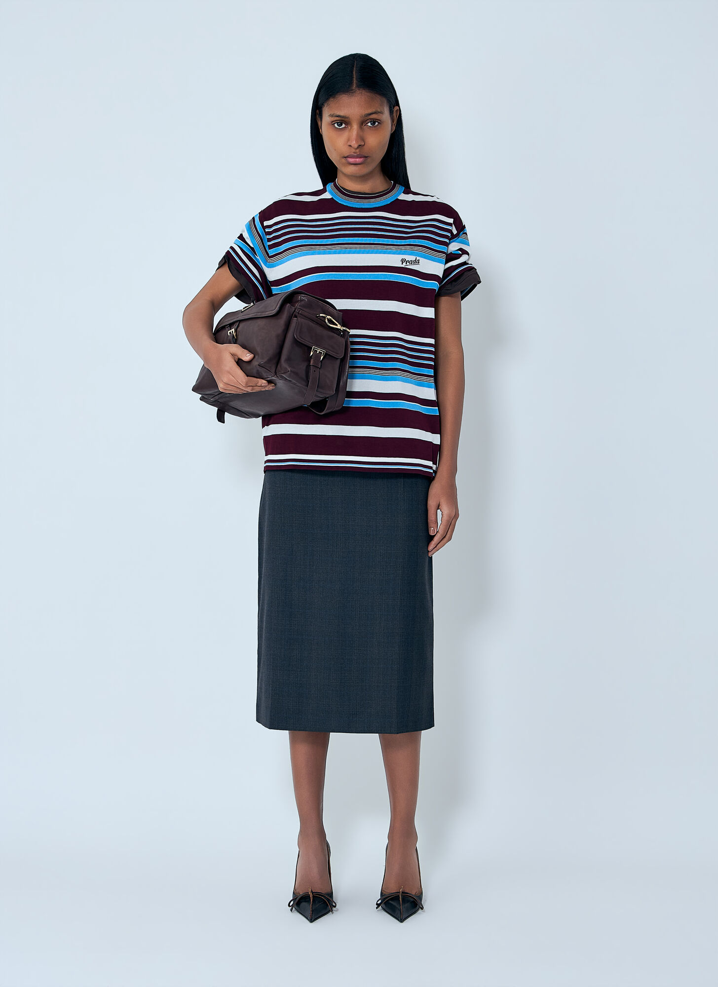  Prada Prada Striped Crewneck T-shirt - Frau T-shirts Red It - 40 