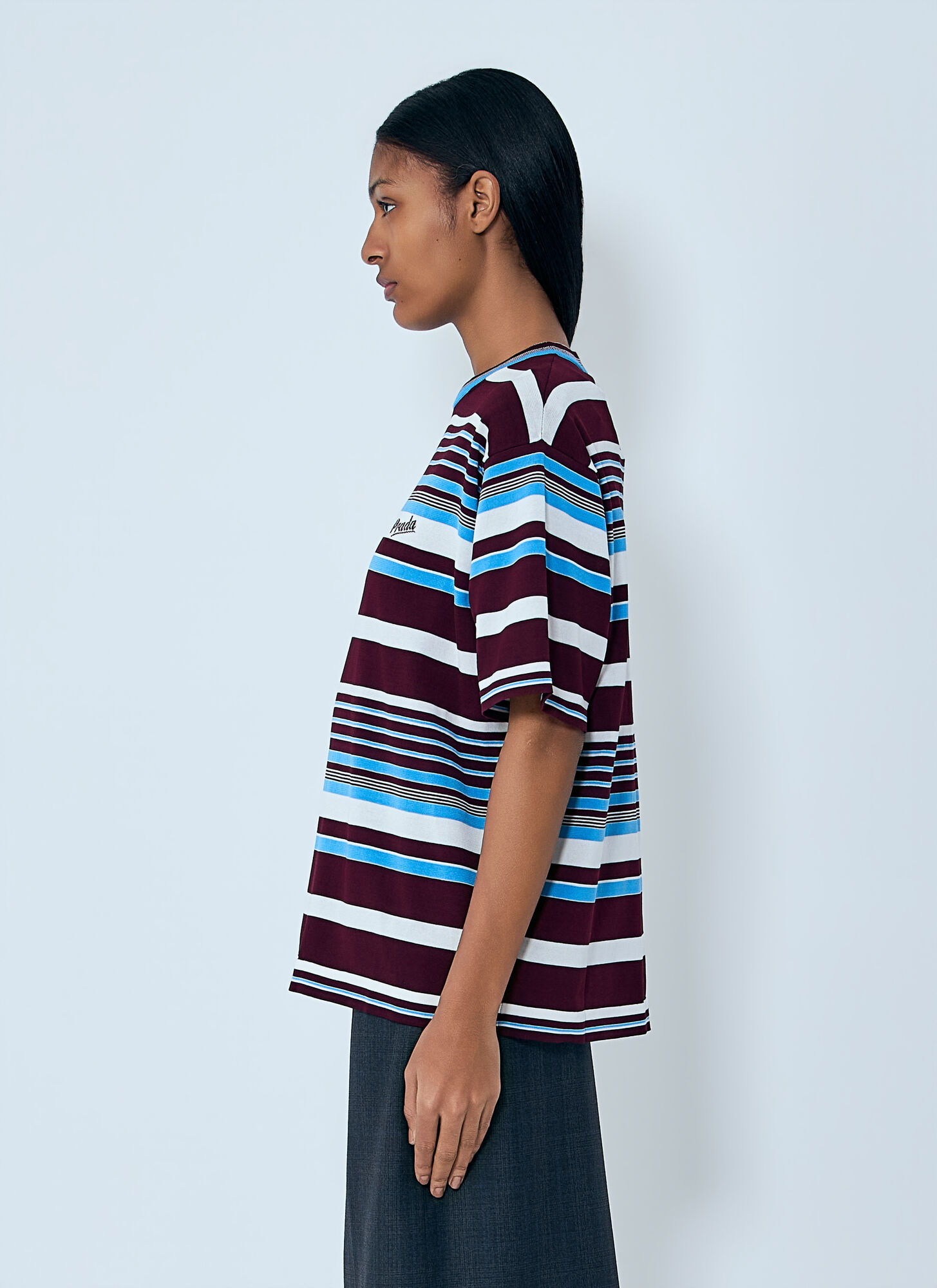  Prada Prada Striped Crewneck T-shirt - Frau T-shirts Red It - 40 