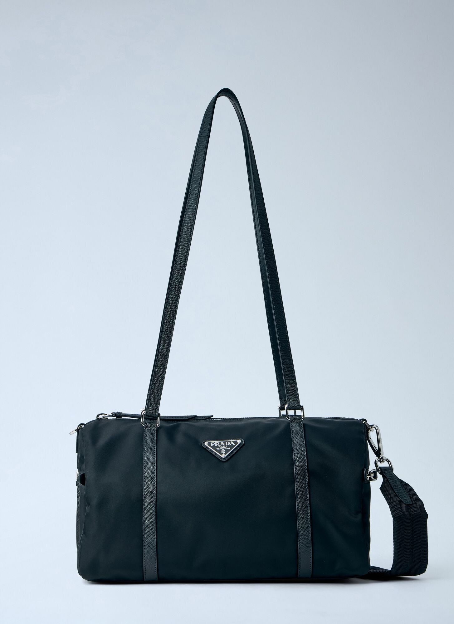 Prada Women's Black Bauletto Large In Re-Nylon E Saffiano - Woman Shoulder Bags One Size