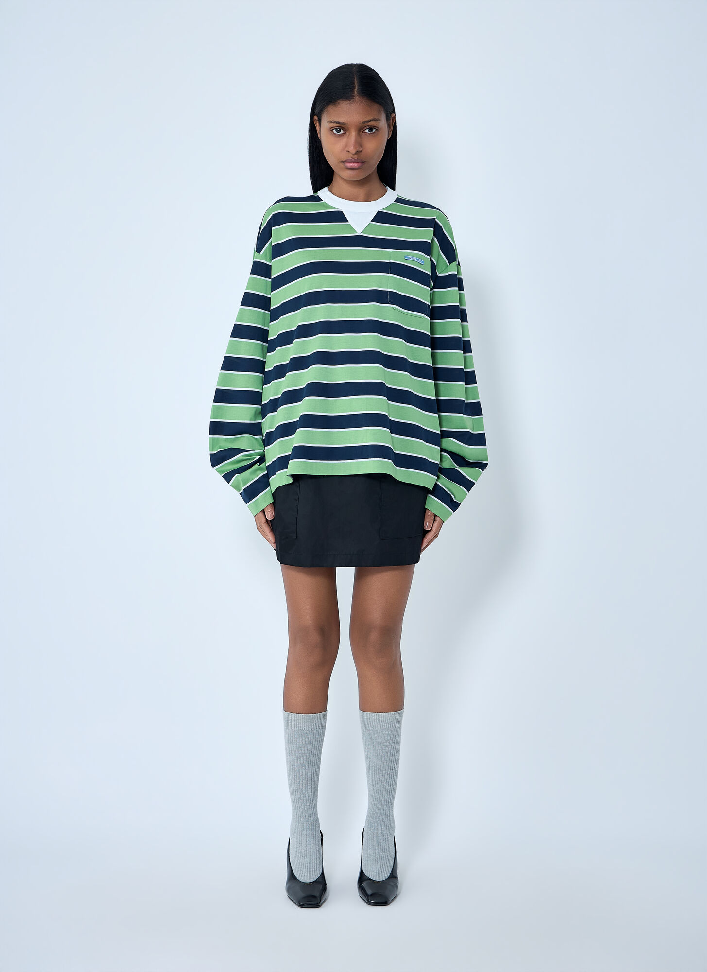  Prada Prada Striped Long Sleeve Top - Frau Tops Blue It - 38 