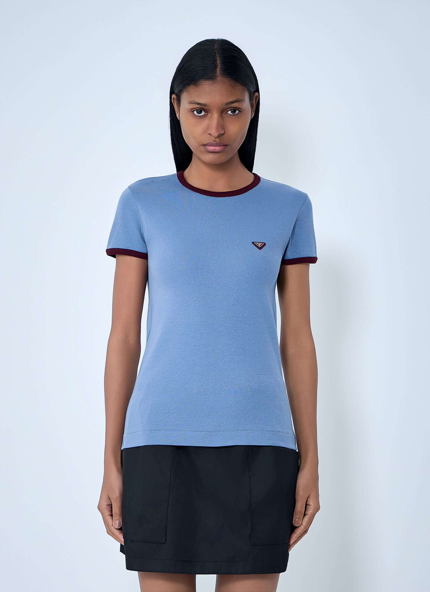 Prada Women's Bordeaux Cotton Jersey T-Shirt - Woman T-Shirts It - 42