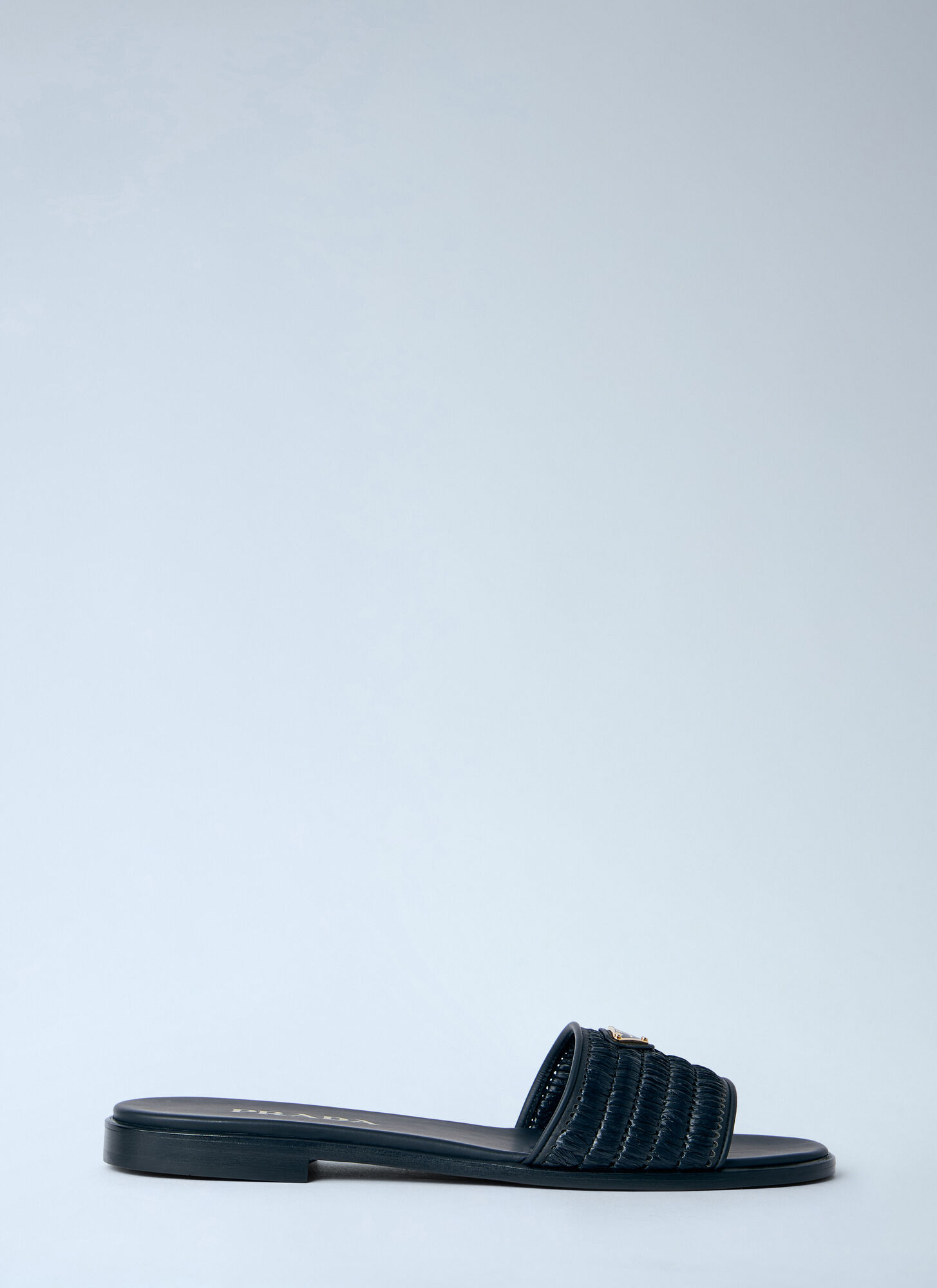 Prada Women's Black Leather Slides With Crochet Details - Woman Slides Eu - 36