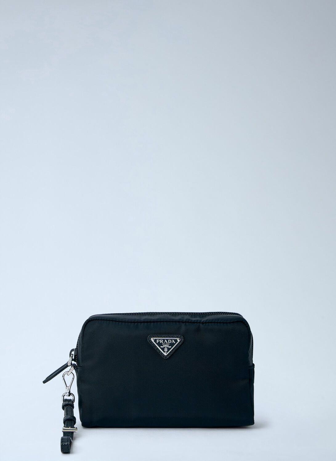 Prada Compact Nylon Pouch With Logo Detail - Woman Handbags Black One Size Prada