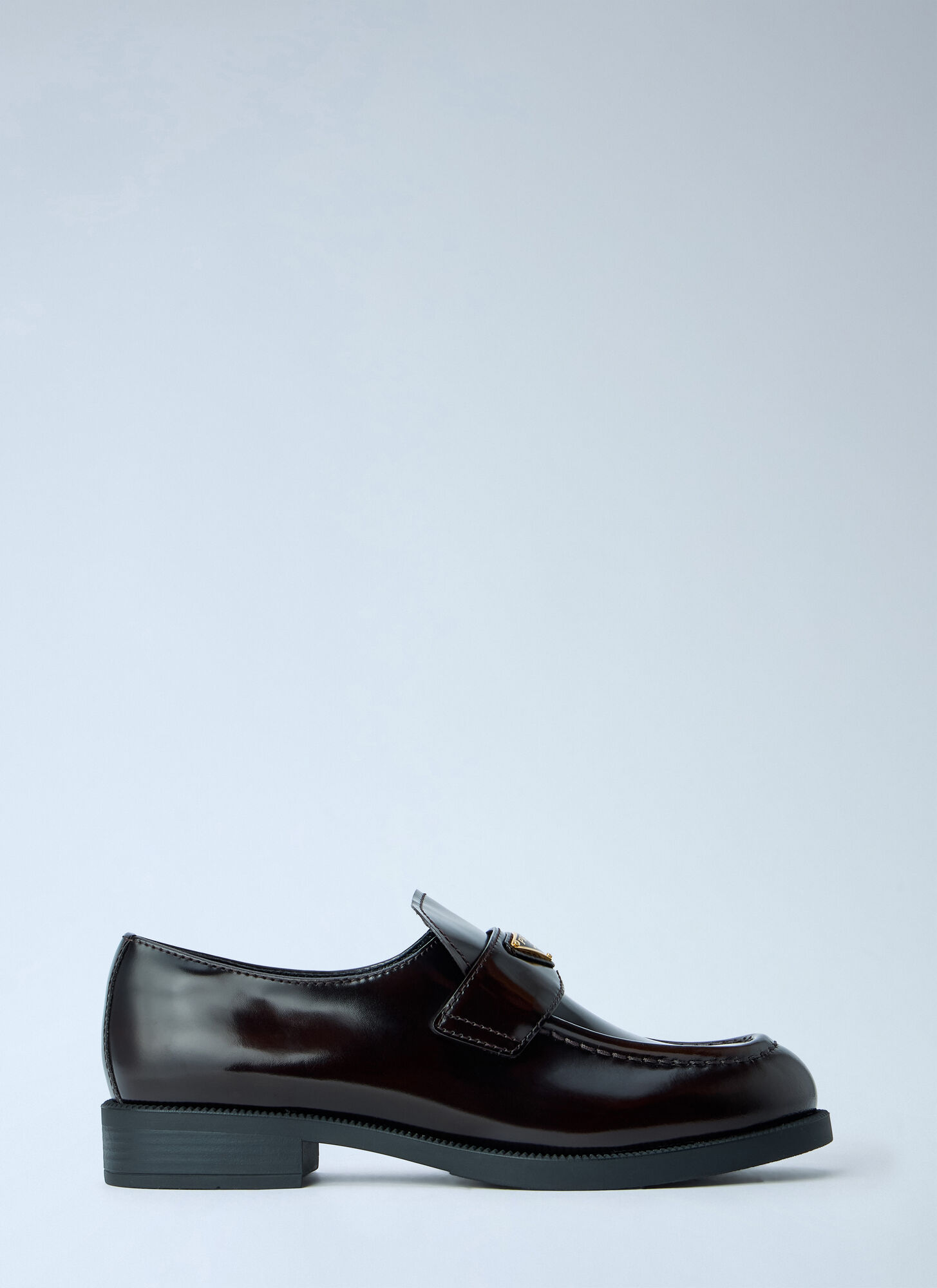 Prada Women's Brown Leather Loafers With Logo Plaque - Woman Loafers Eu - 36