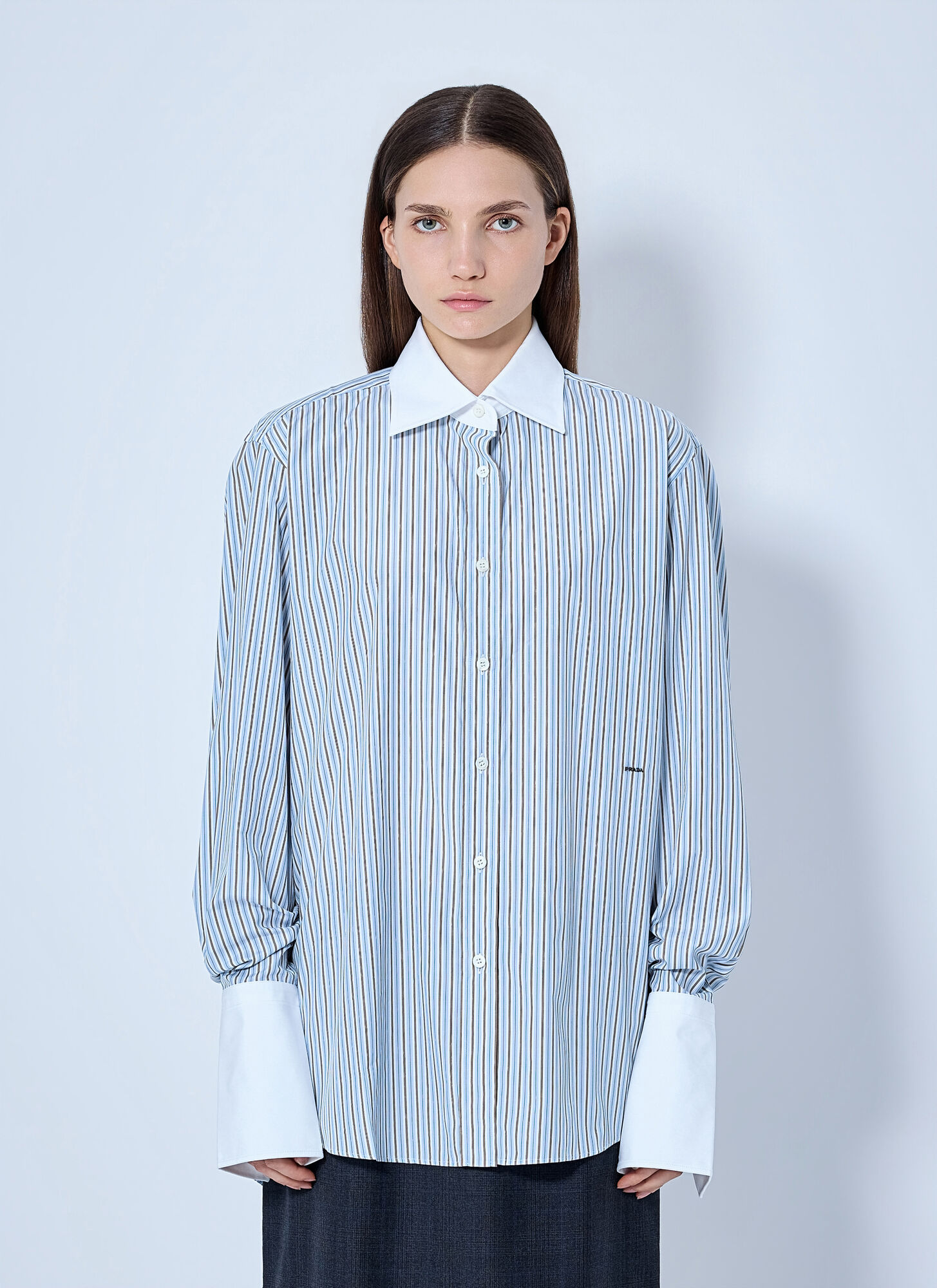 Prada , Shirts, Female, Blue, S, Camicia Poplin Shirt - Image 3