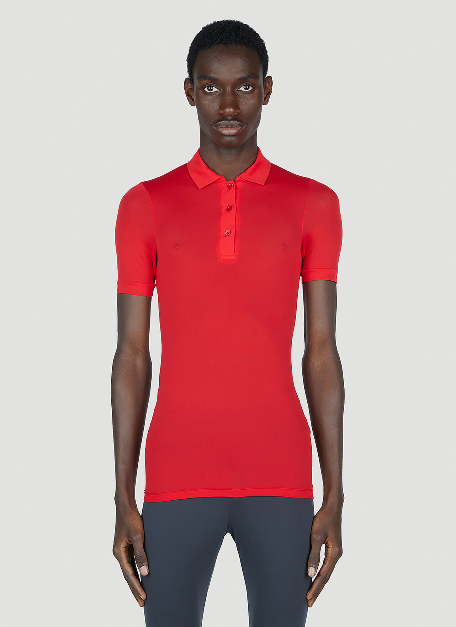 Raf Simons Men's Red Stocking Polo Top - Man Polo Shirts S