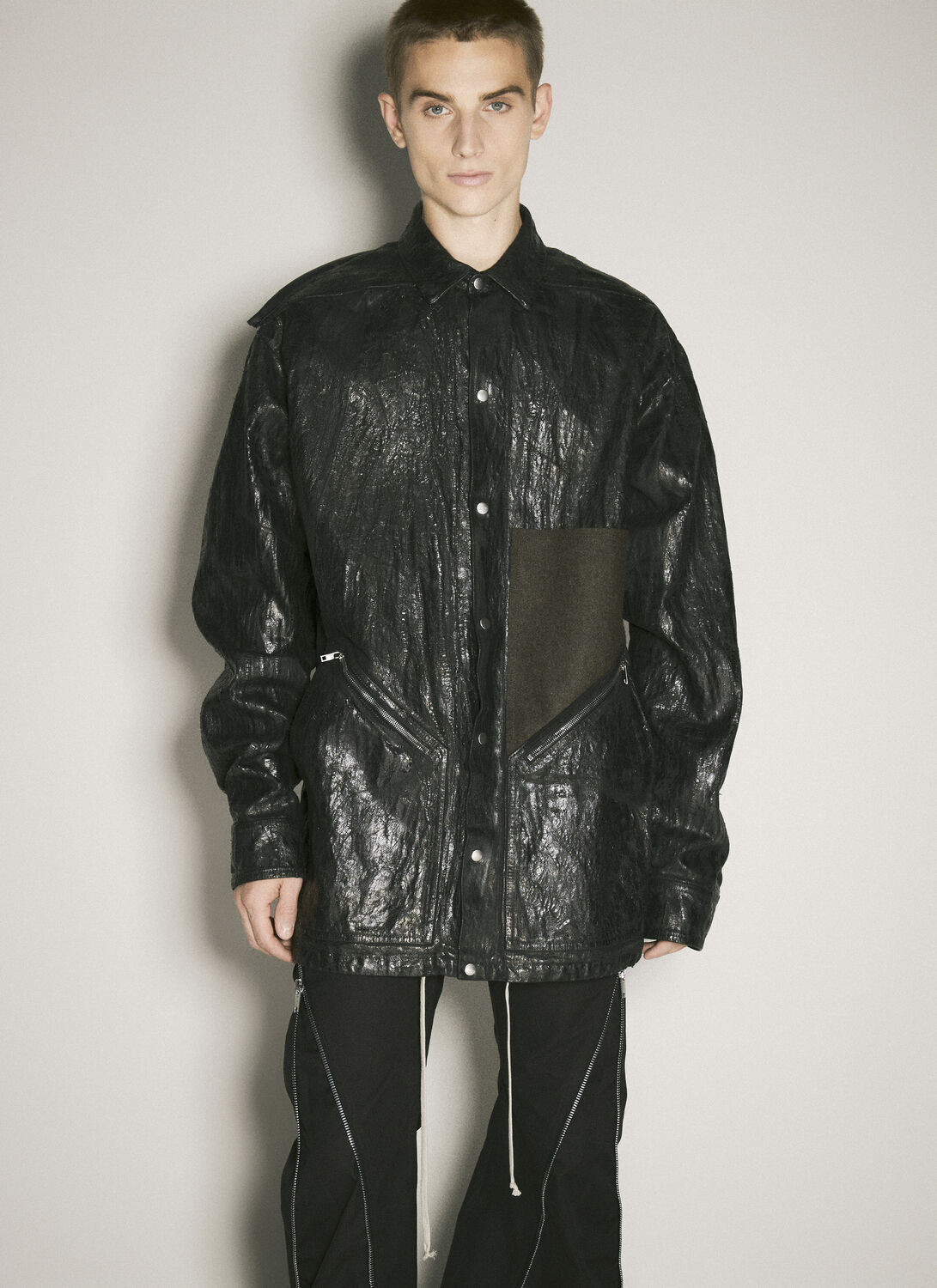Rick Owens Porterville Runway Drawstring Hem Tour Jacket In Black