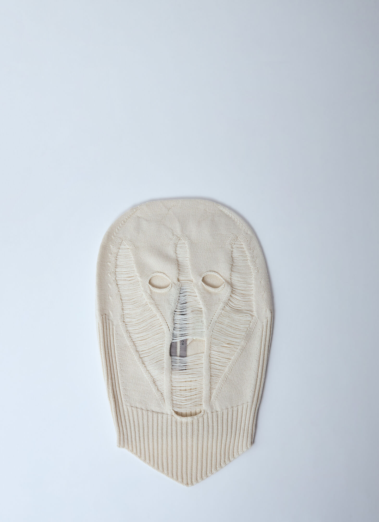 Rick Owens Distressed Wool Balaclava In Beige