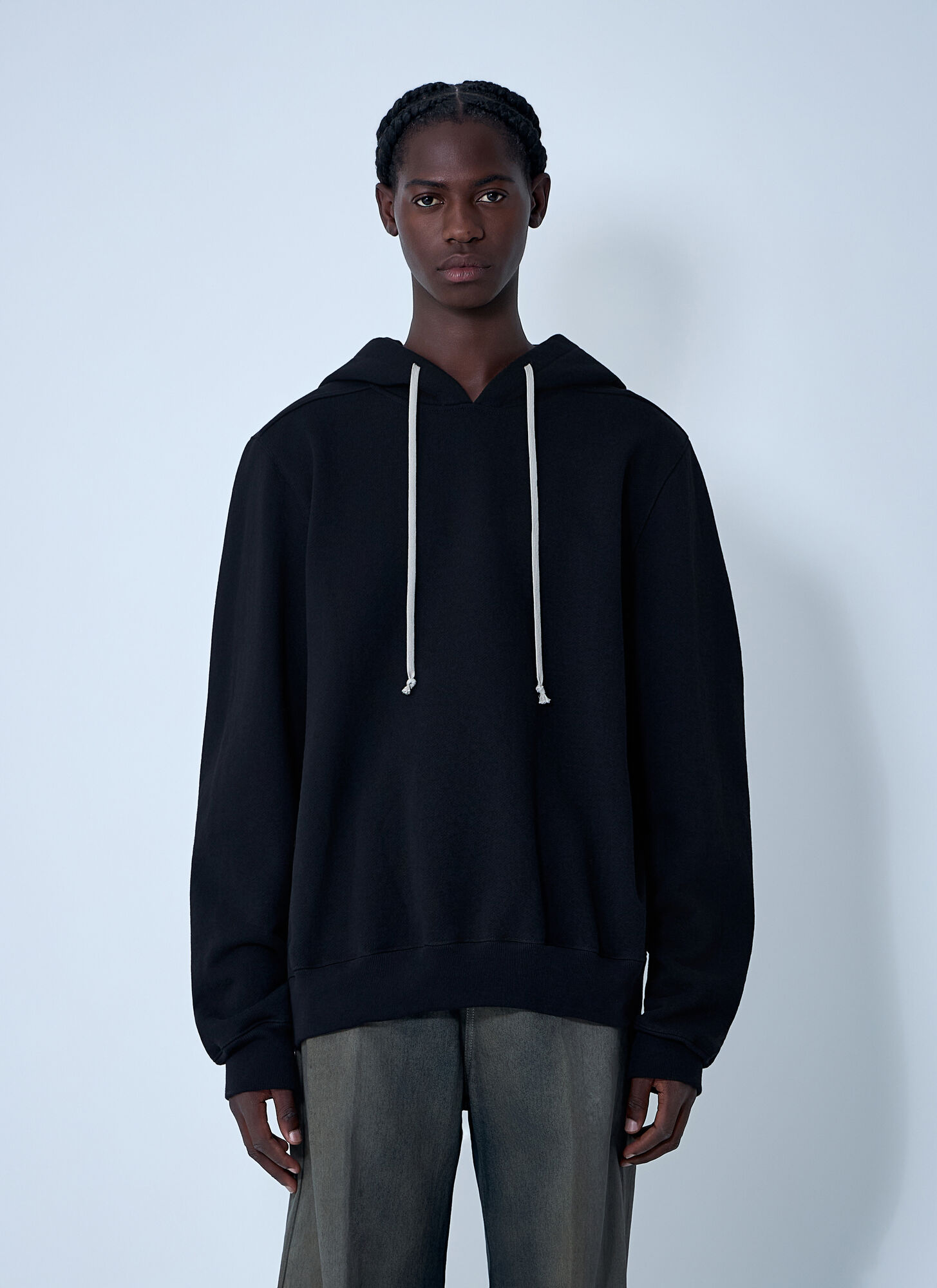 Rick Owens Cotton Hooded Sweatshirt - Man Sweatshirts Black L　Rick Owens コットン フード付きスウェットシャツ - 男性スウェットシャツ ブラック L Rick