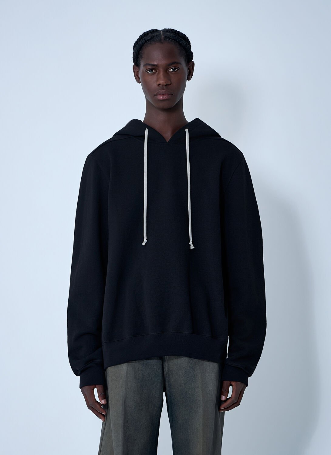 Rick Owens Cotton Hooded Sweatshirt In Black