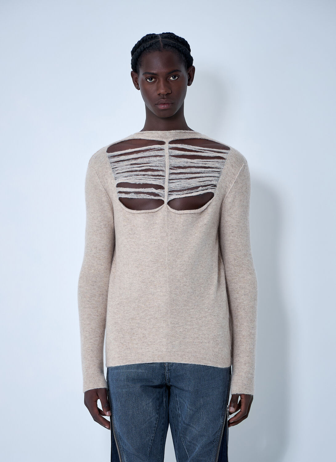 Rick Owens Wool-blend Knit Top In Gray